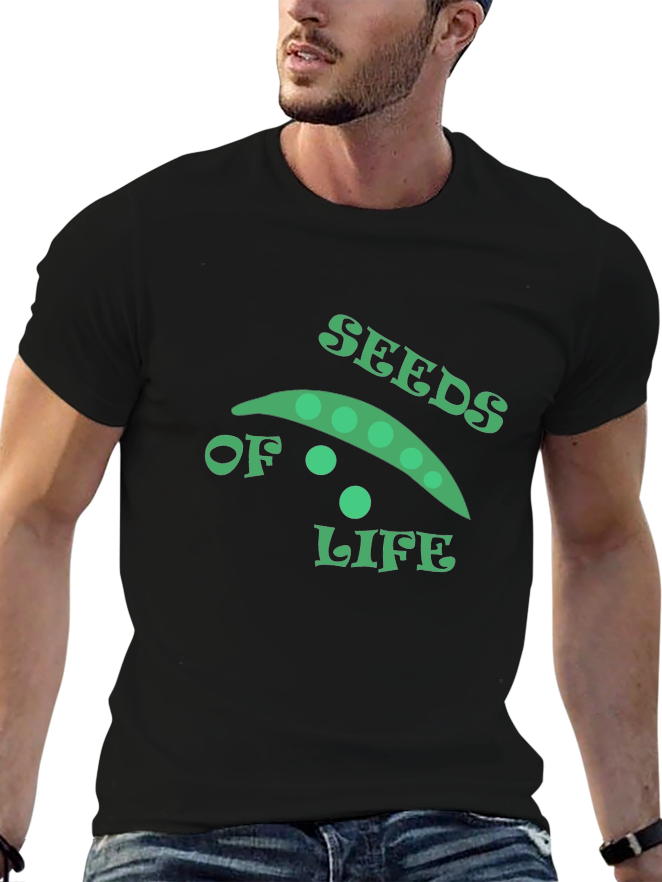 Black Seeds of Life Graphic Tee - Black Cotton view 6