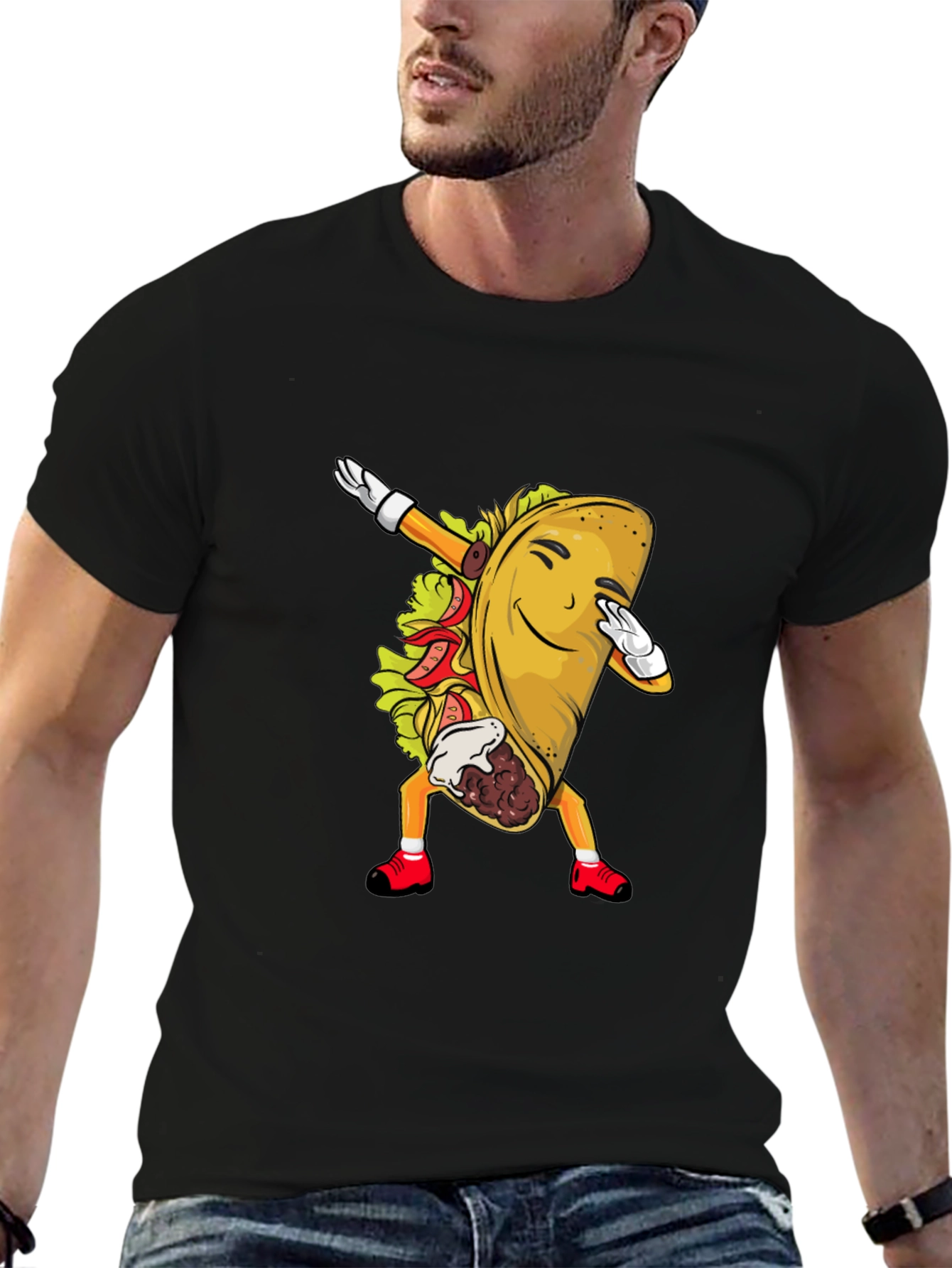 Black Taco Dabbing Graphic Tee - Fun Food Shirt view 6