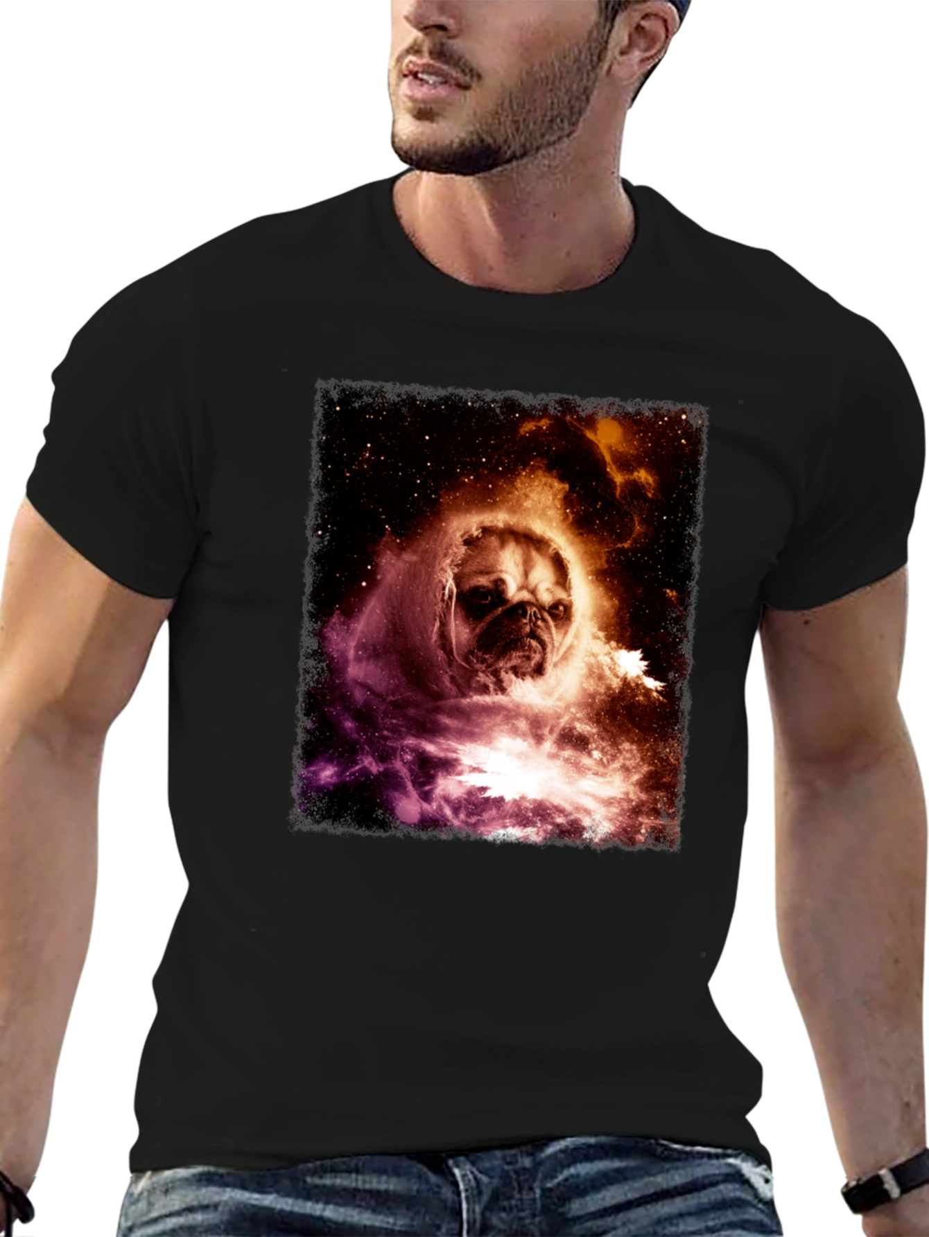 Black Cosmic Pug Graphic Tee - Black view 6