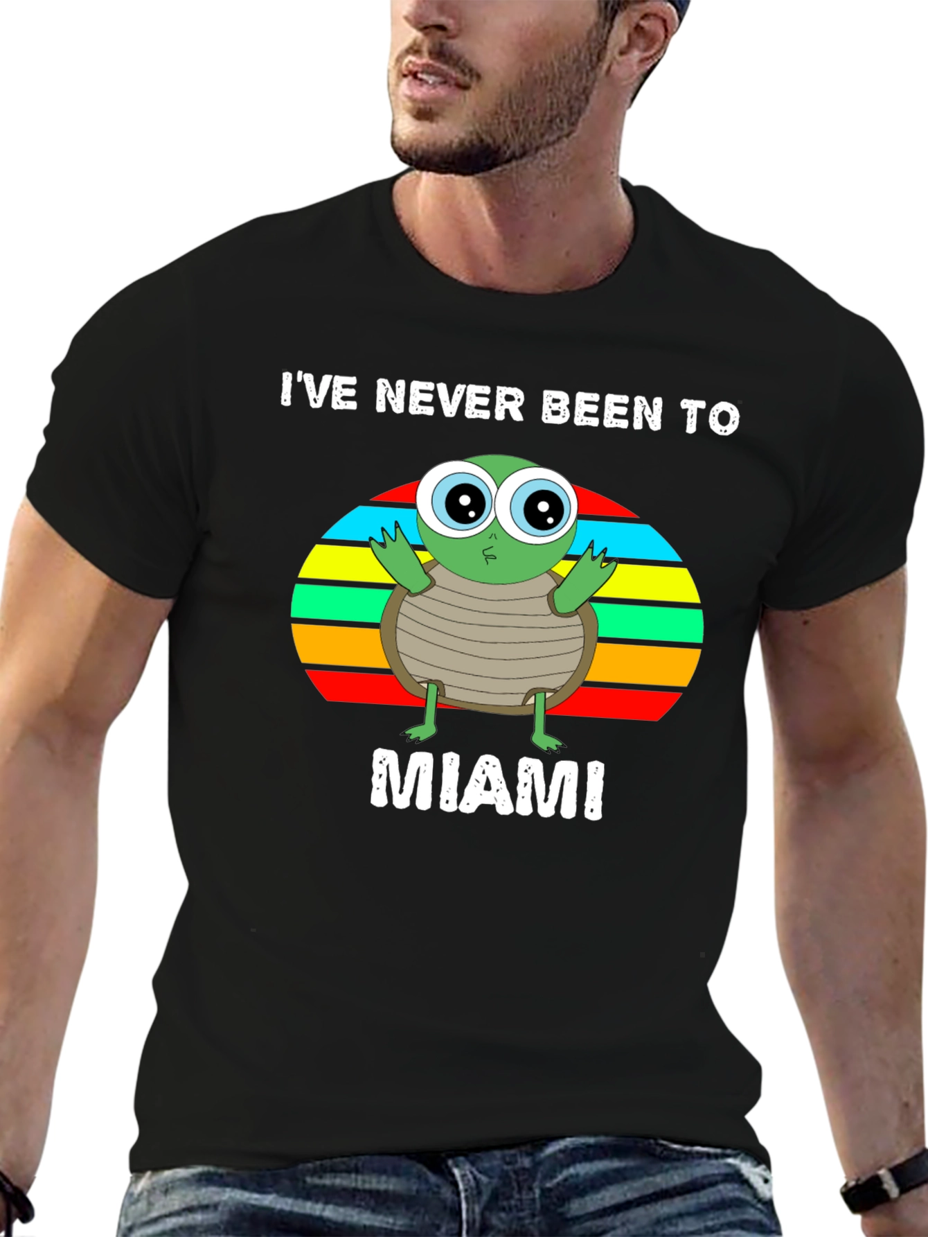 Black I've Never Been To Miami Turtle Graphic T-Shirt view 6