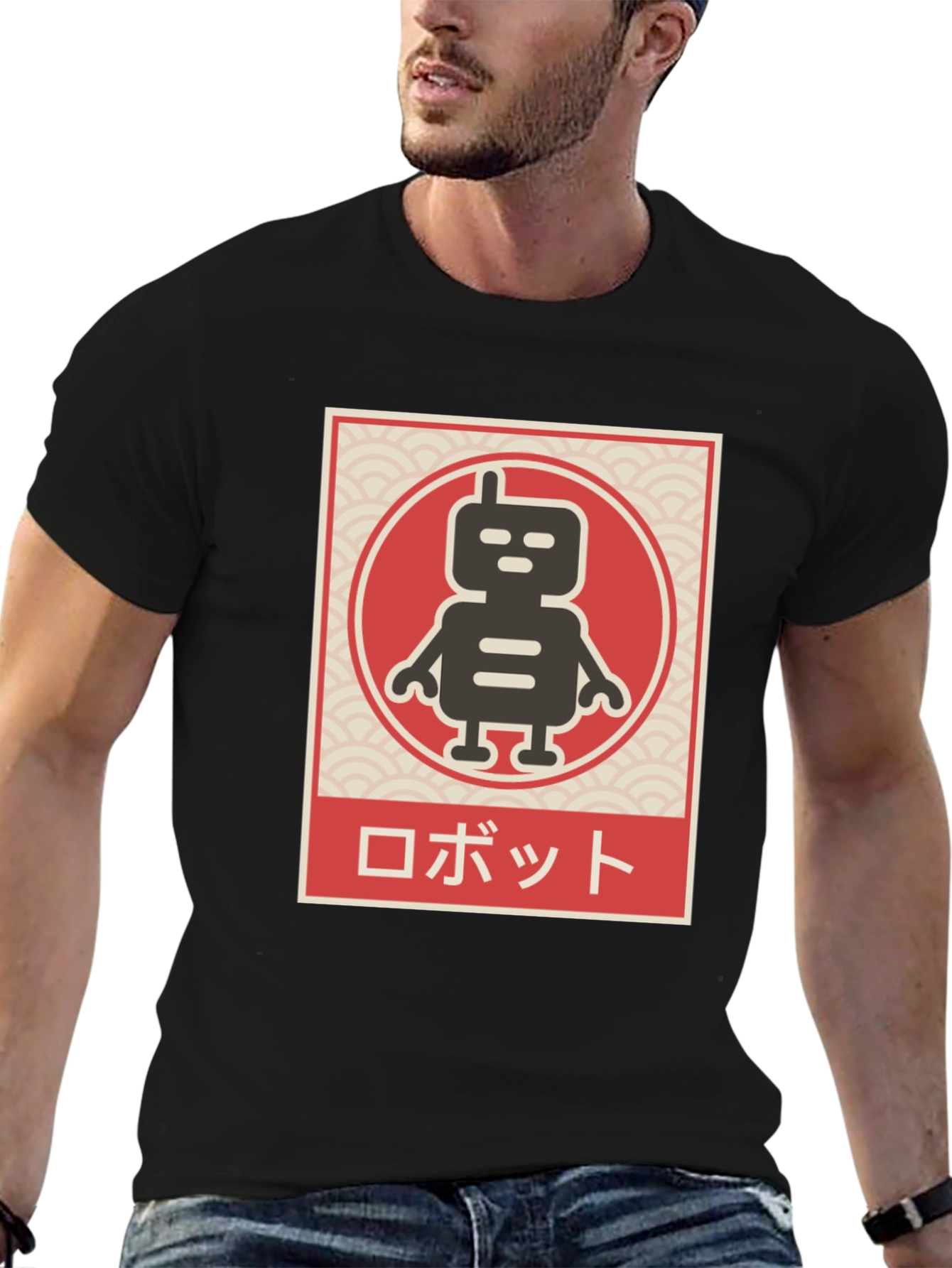 Black Retro Robot T-Shirt - Japanese Style view 6