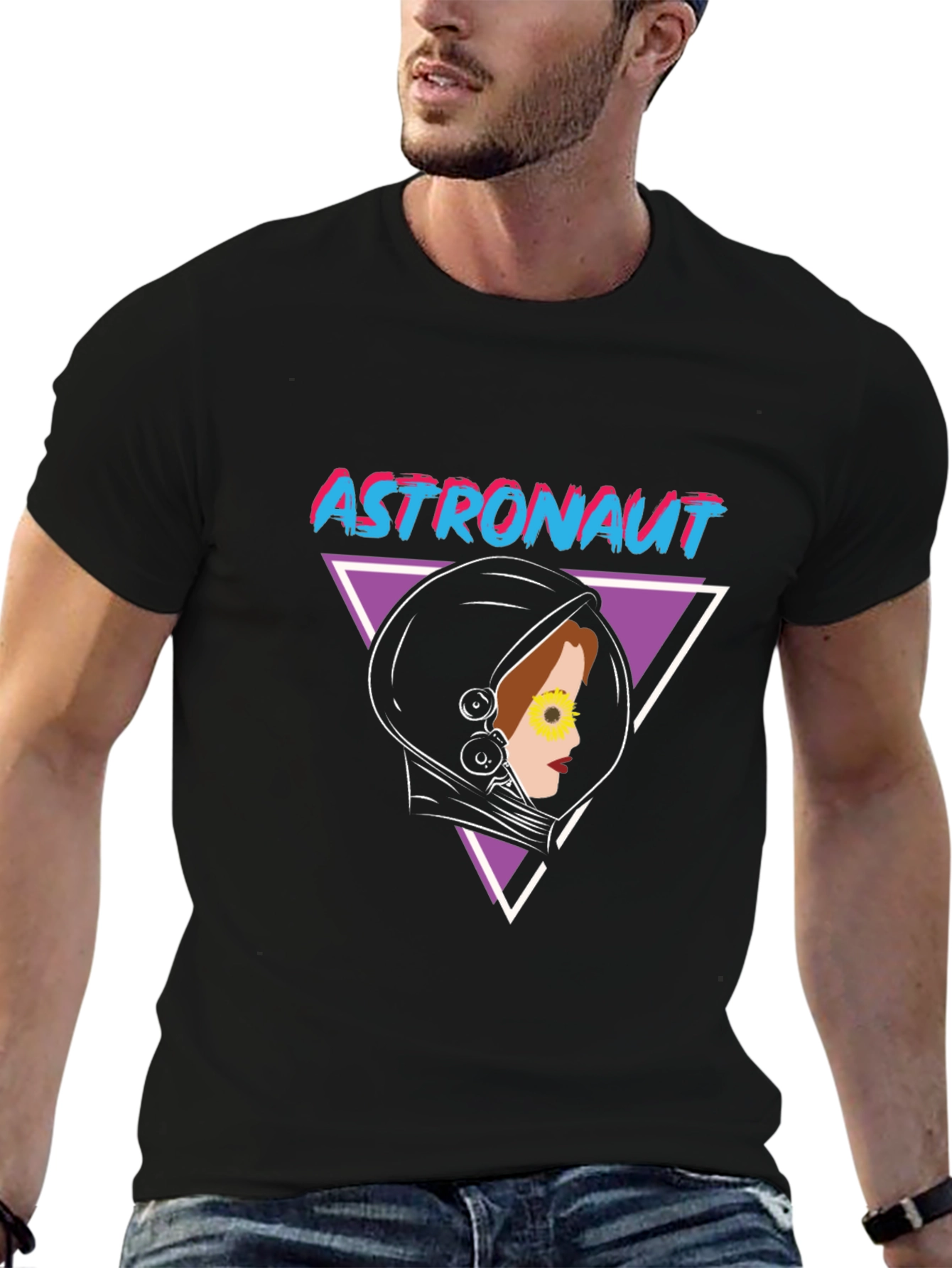 Black Astronaut Graphic Tee - Retro Space Style view 6