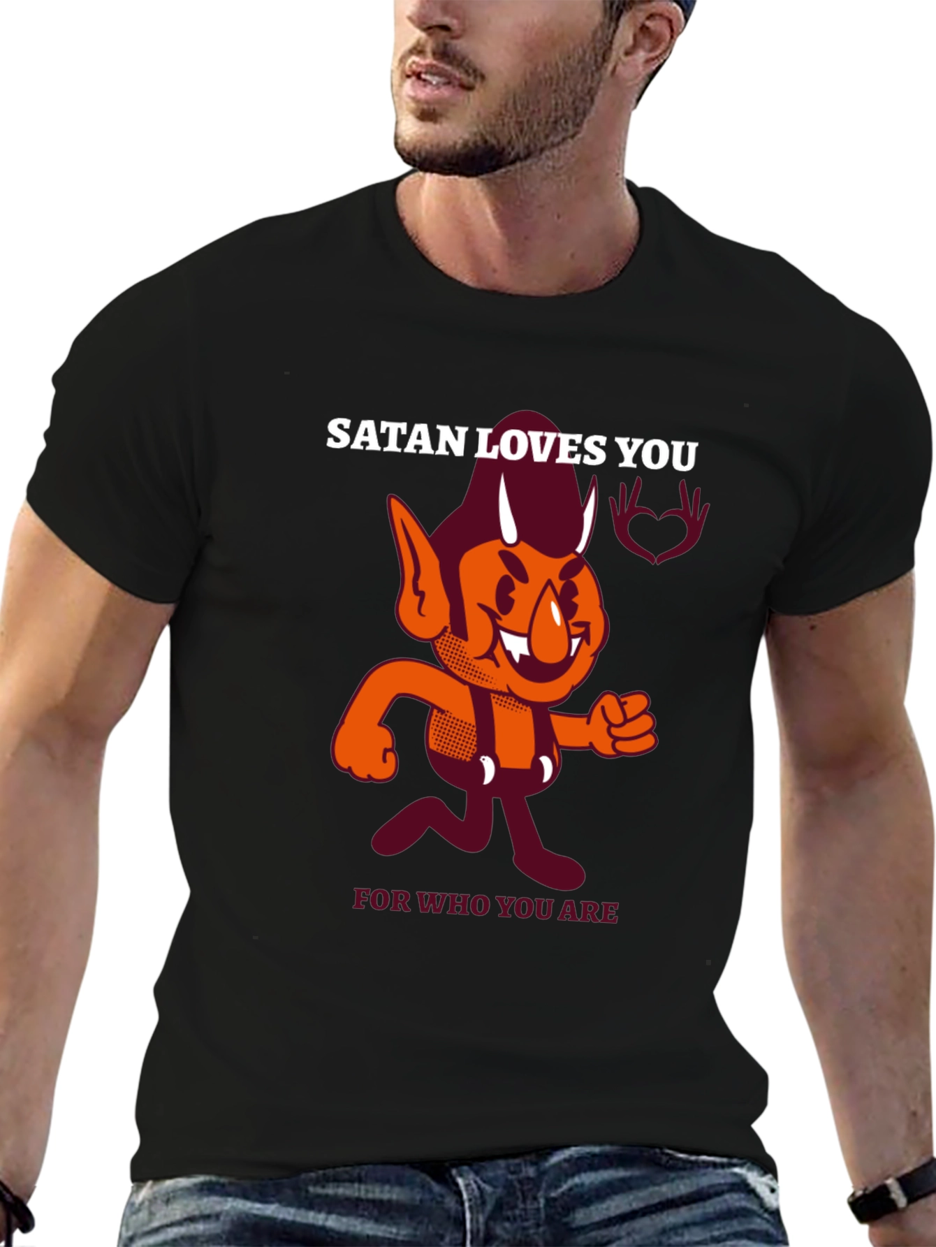 Black Satan Loves You Graphic T-Shirt view 6