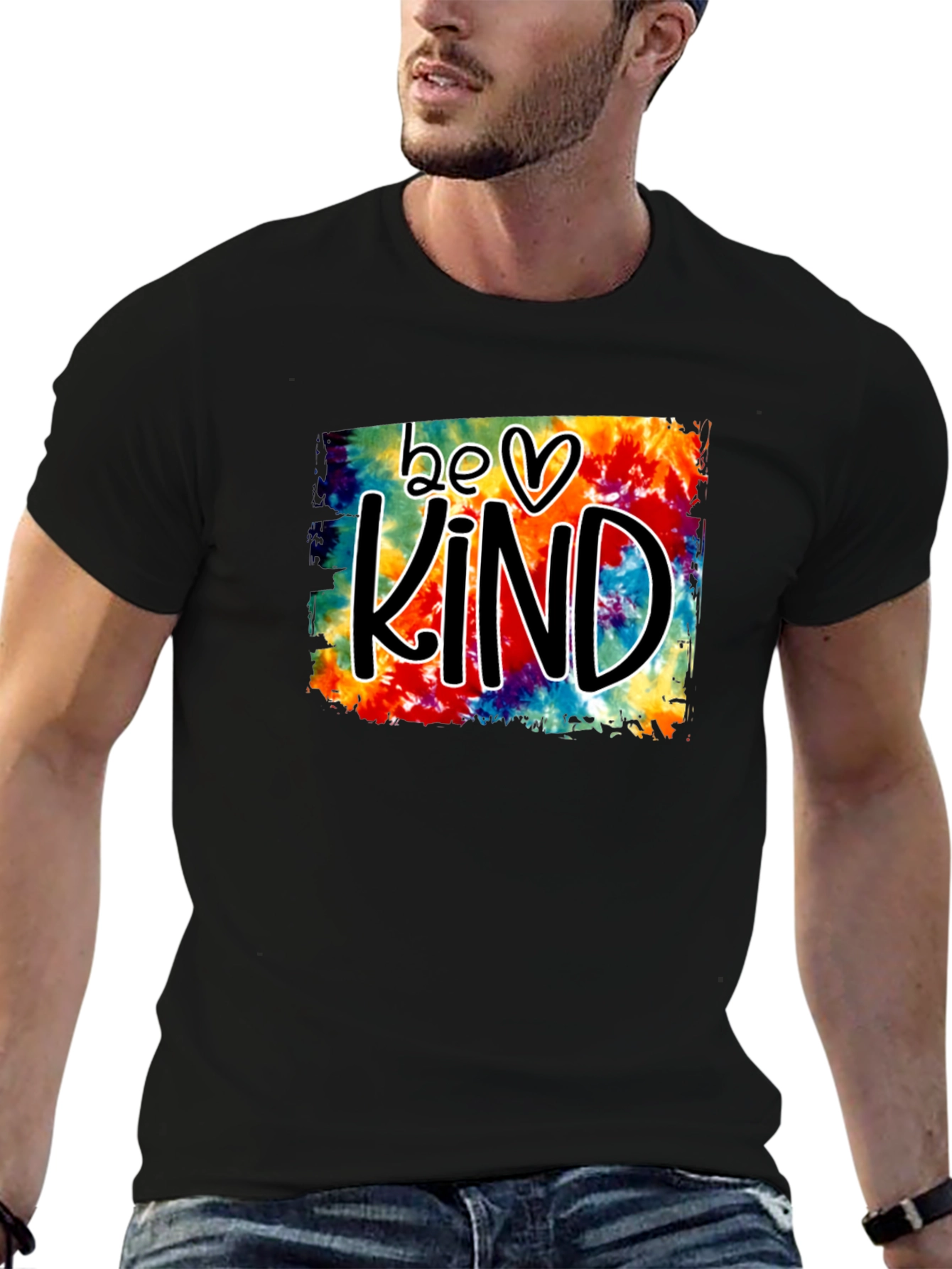 Black Be Kind Tie Dye Graphic Tee - Black view 6