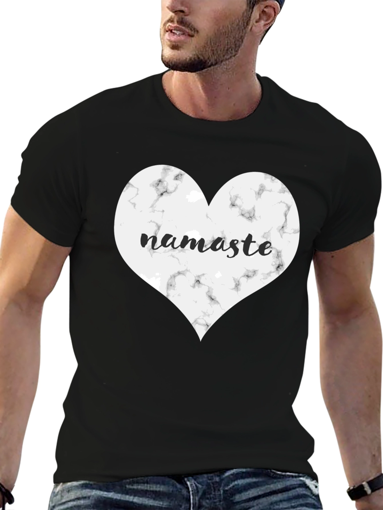 Black Namaste Heart Graphic Tee - Black Cotton Blend view 6