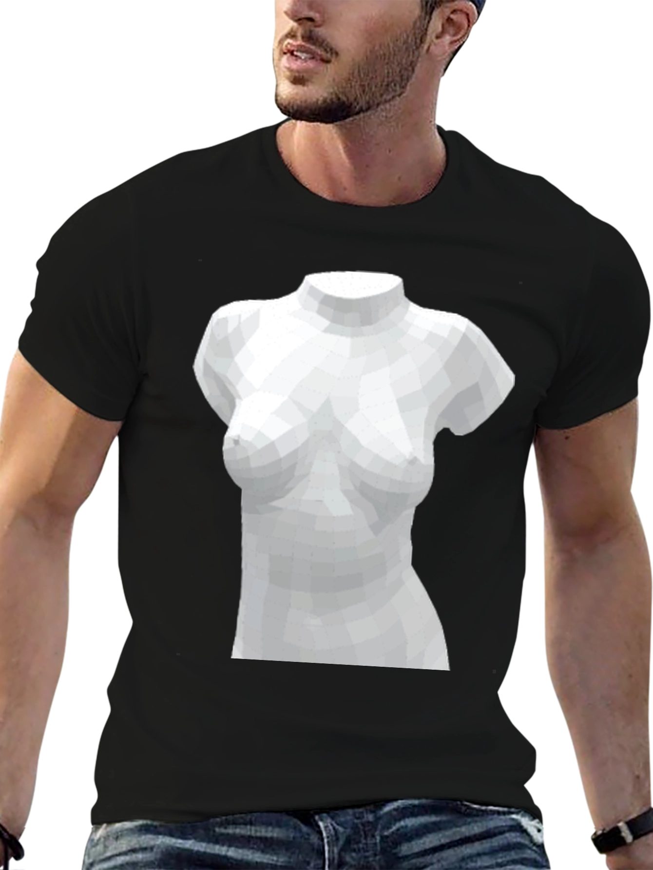 Black Geometric Torso Graphic Tee - Black view 6