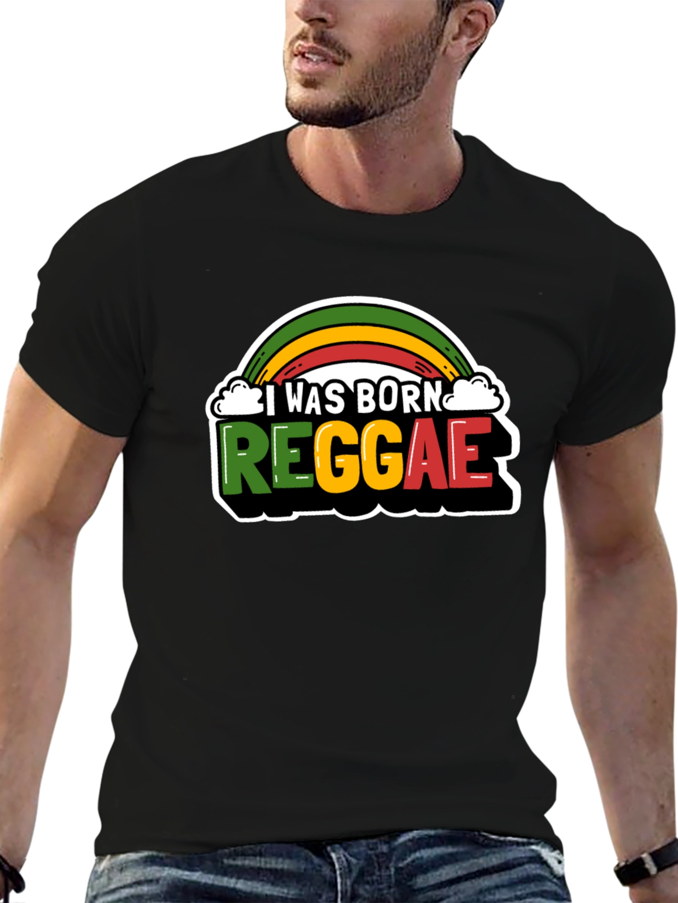 Black I Was Born Reggae T-Shirt - Rasta Pride view 6