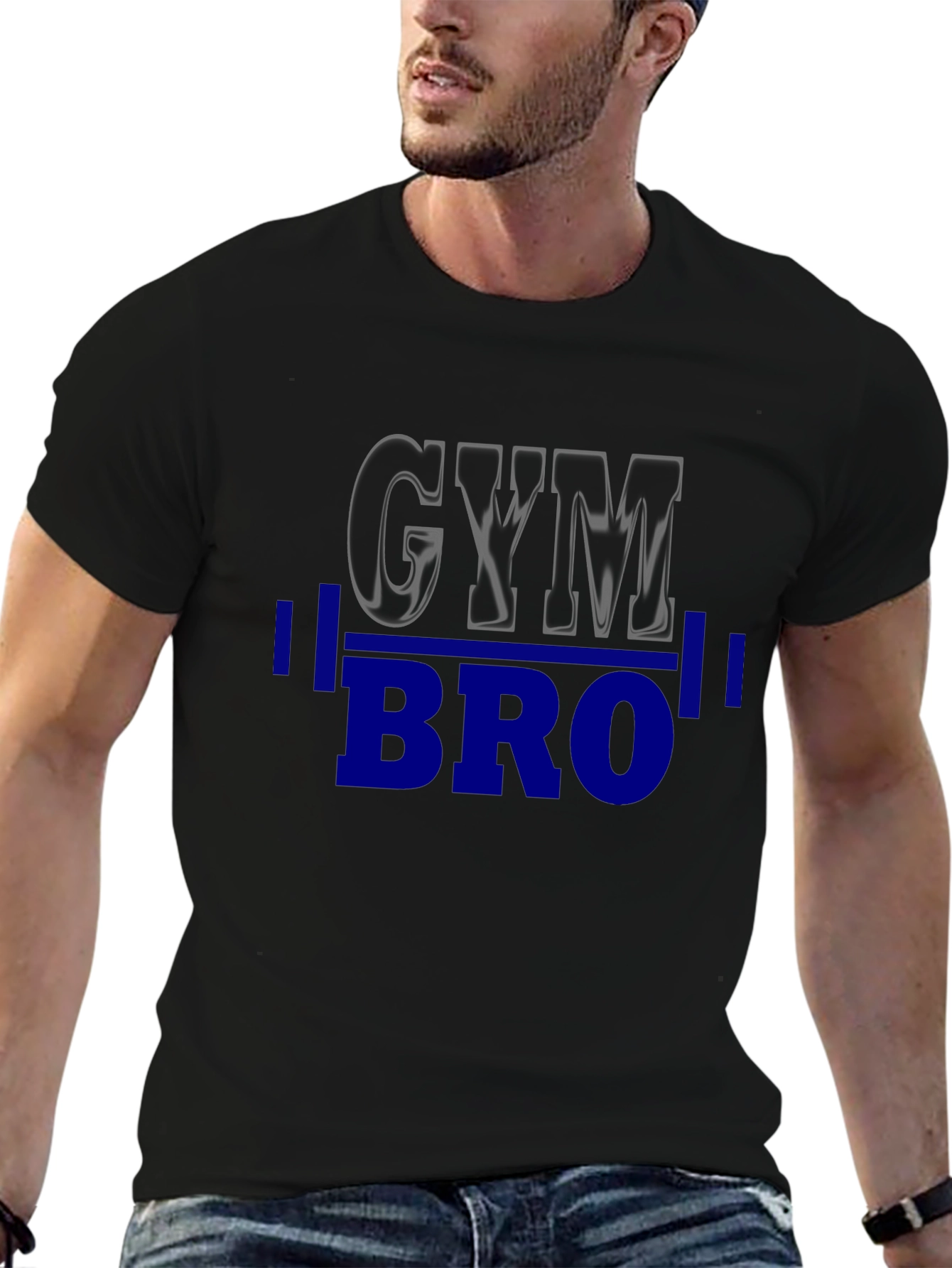 Black Gym Bro Black T-Shirt - Weightlifting Motivation view 6