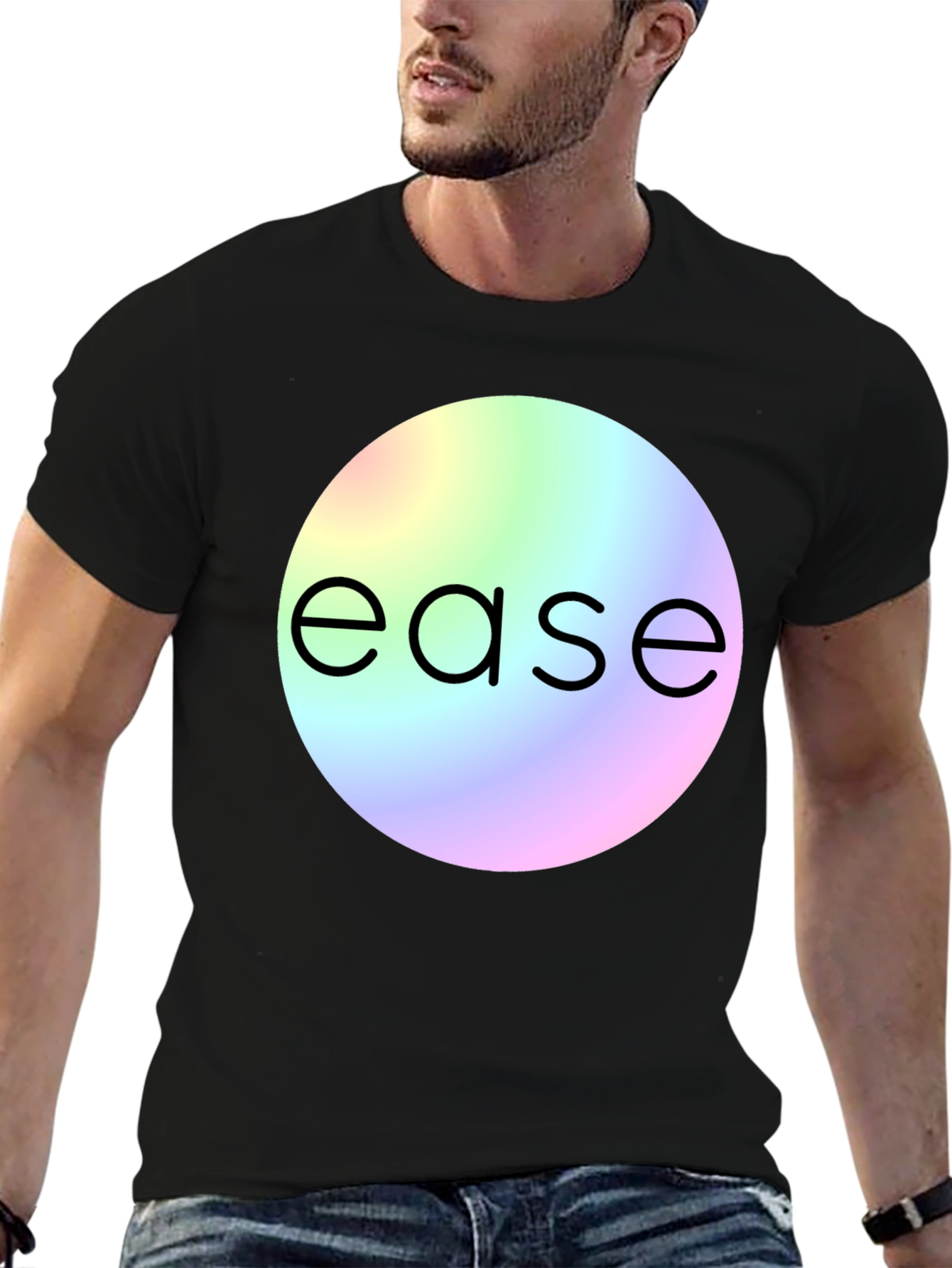 Black Ease Rainbow Circle Graphic T-Shirt view 6