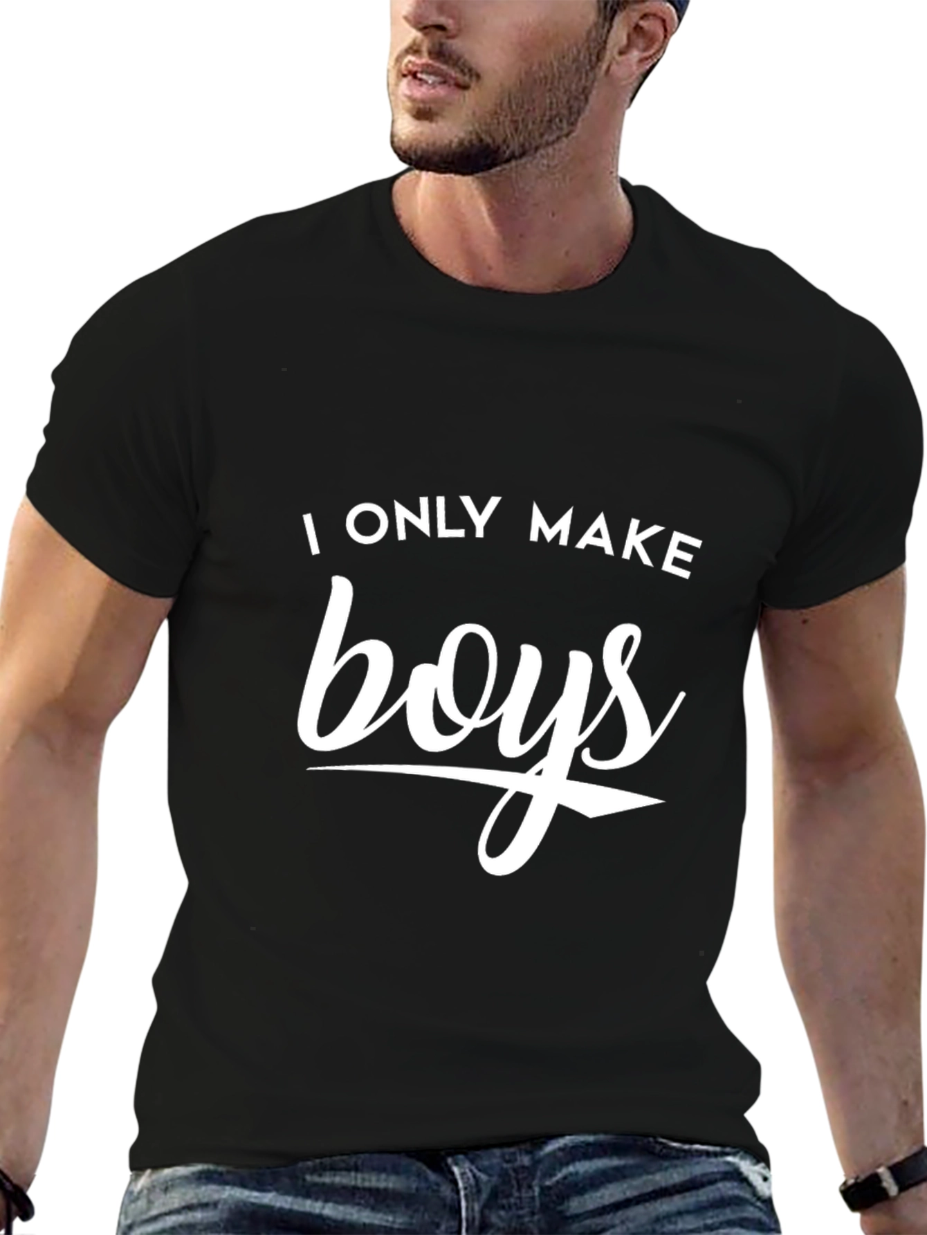 Black I Only Make Boys Graphic Tee - Black Cotton Blend Shirt view 6