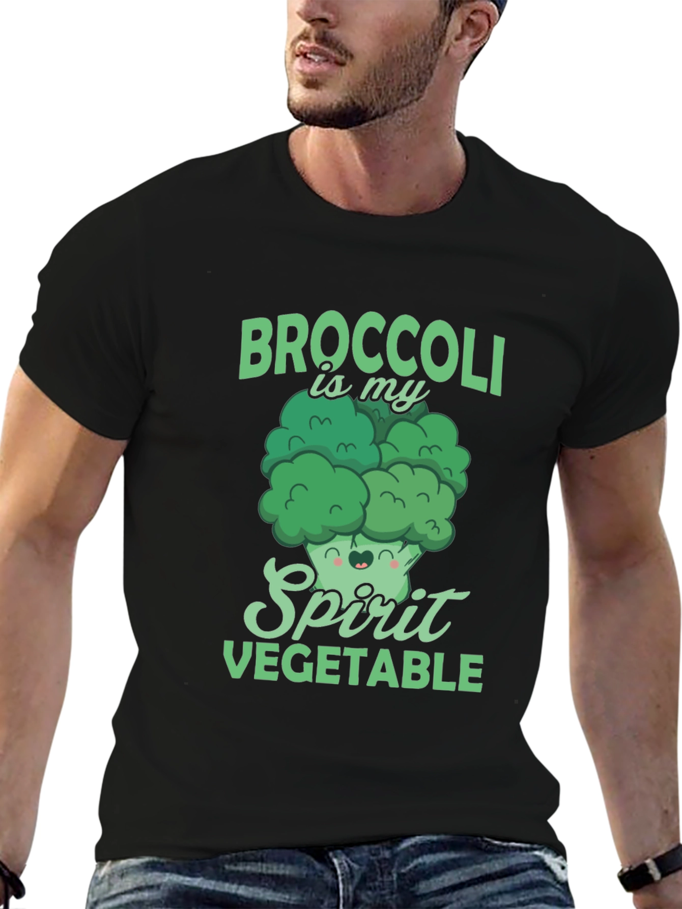 Black Broccoli is My Spirit Vegetable T-Shirt view 6