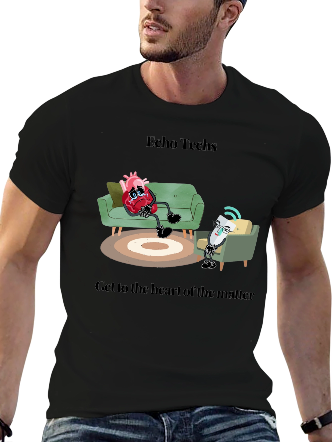 Black Echo Techs T-Shirt: Get to the Heart of the Matter view 6