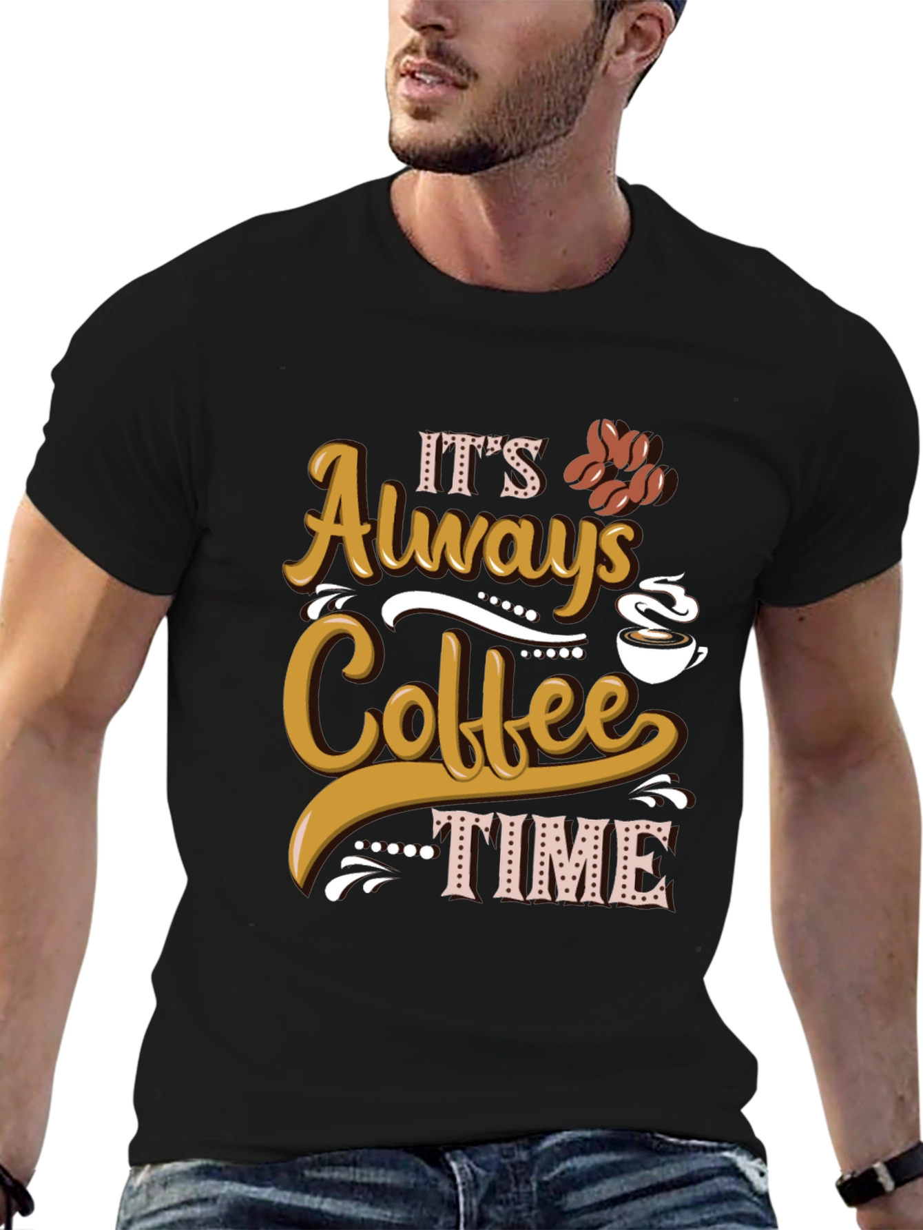 Black It's Always Coffee Time Graphic Tee view 6