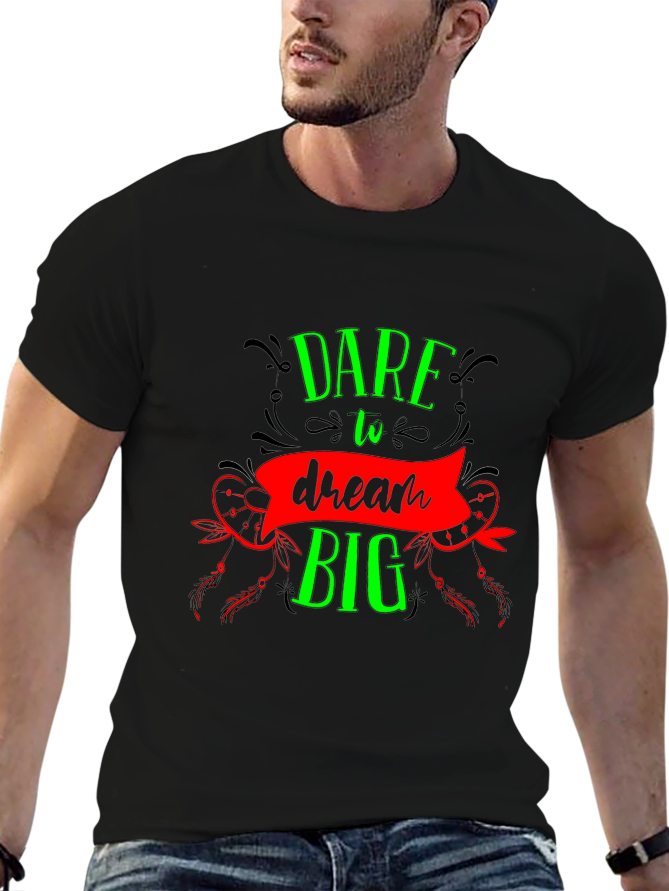 Black Dare to Dream Big Graphic Tee - Black view 6