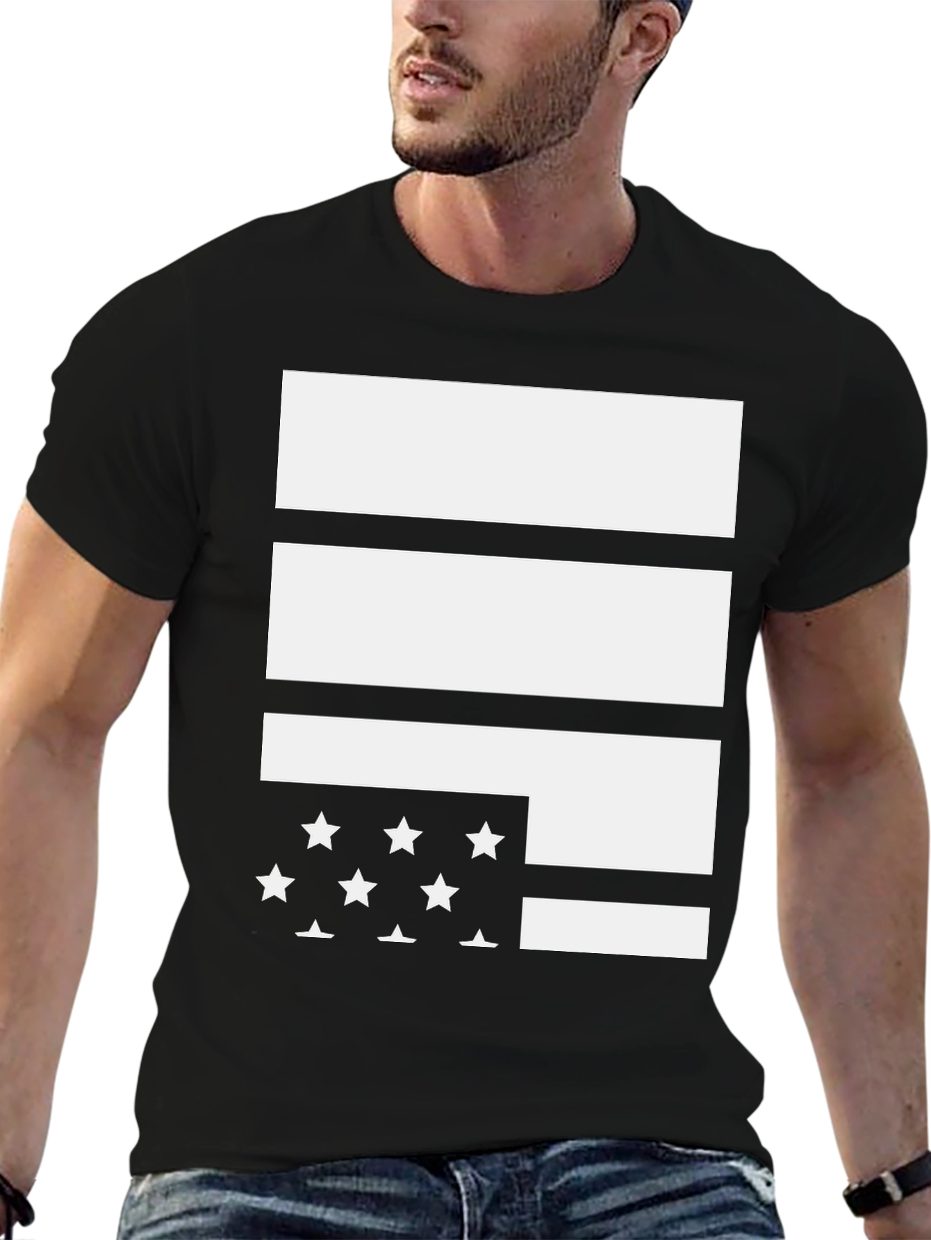 Black Graphic Print Tee - Stars and Stripes view 6