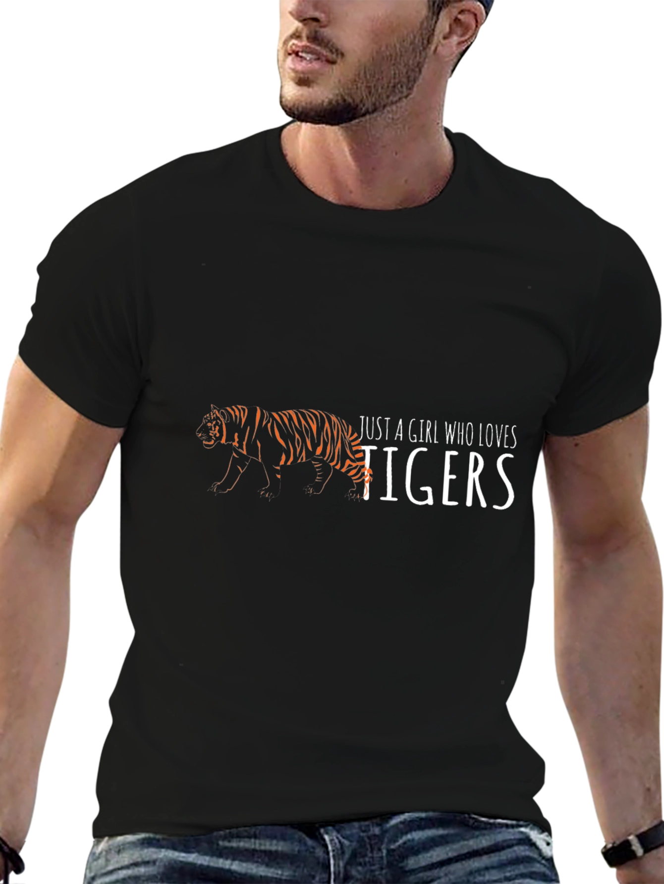 Black Girl Who Loves Tigers Black T-Shirt view 6