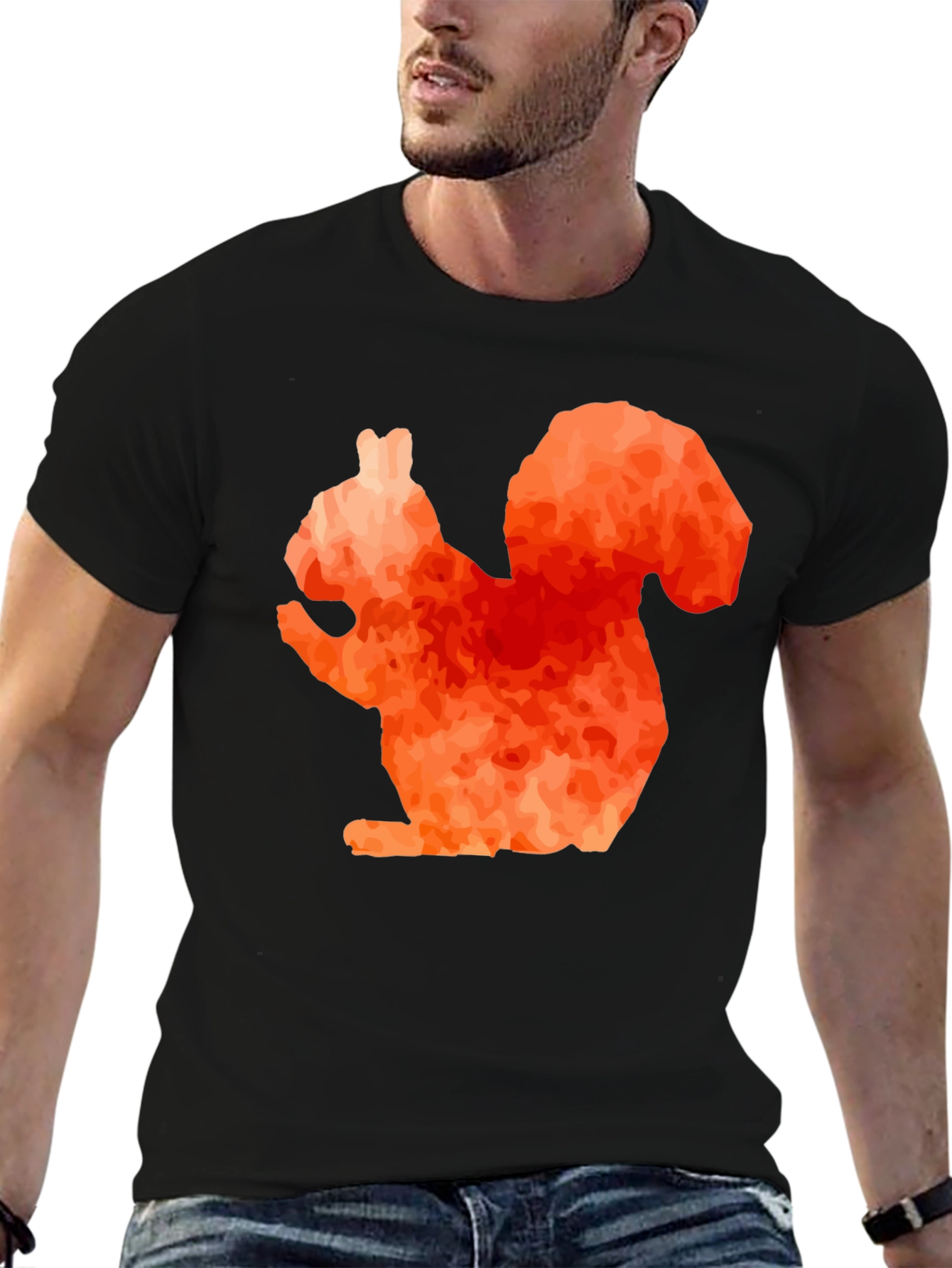 Black Squirrel Graphic Tee - Unique Orange Design view 6