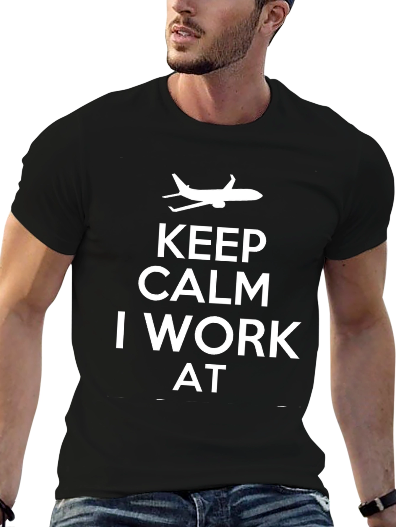 Black Keep Calm I Work At Airplane T-Shirt view 6