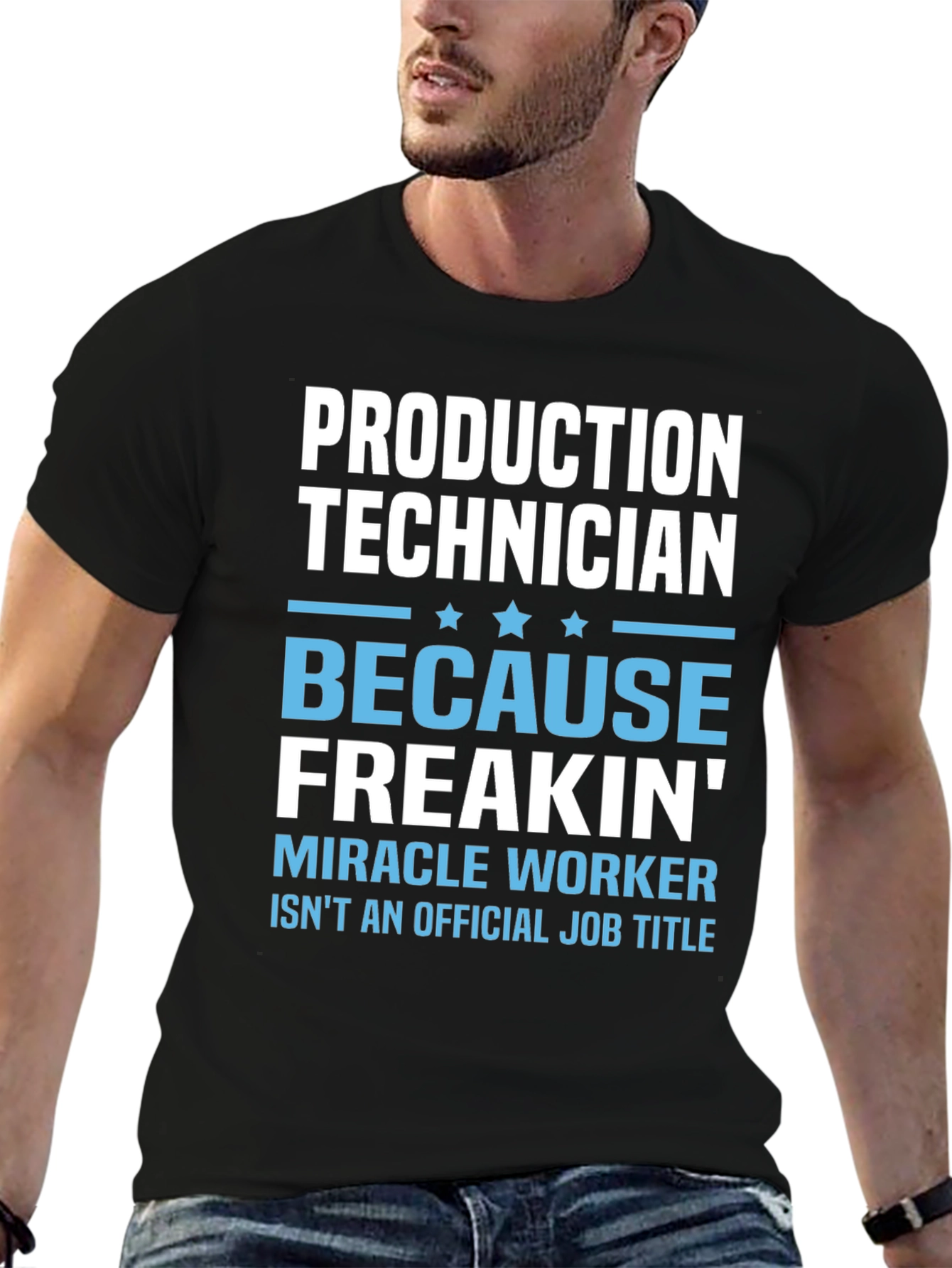 Black Production Technician Funny Job Title T-Shirt view 6