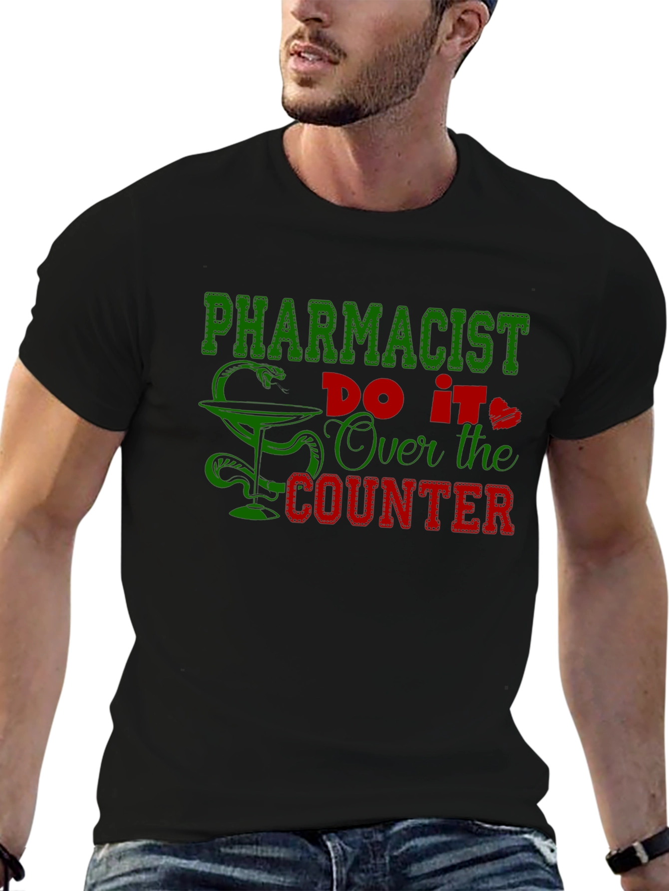 Black Pharmacist Over the Counter Black T-Shirt view 6