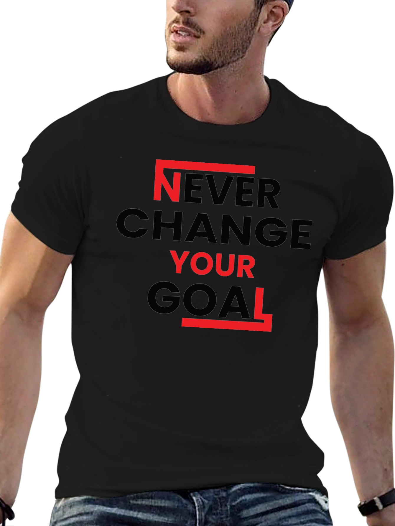 Black Never Change Your Goal Graphic Tee view 6
