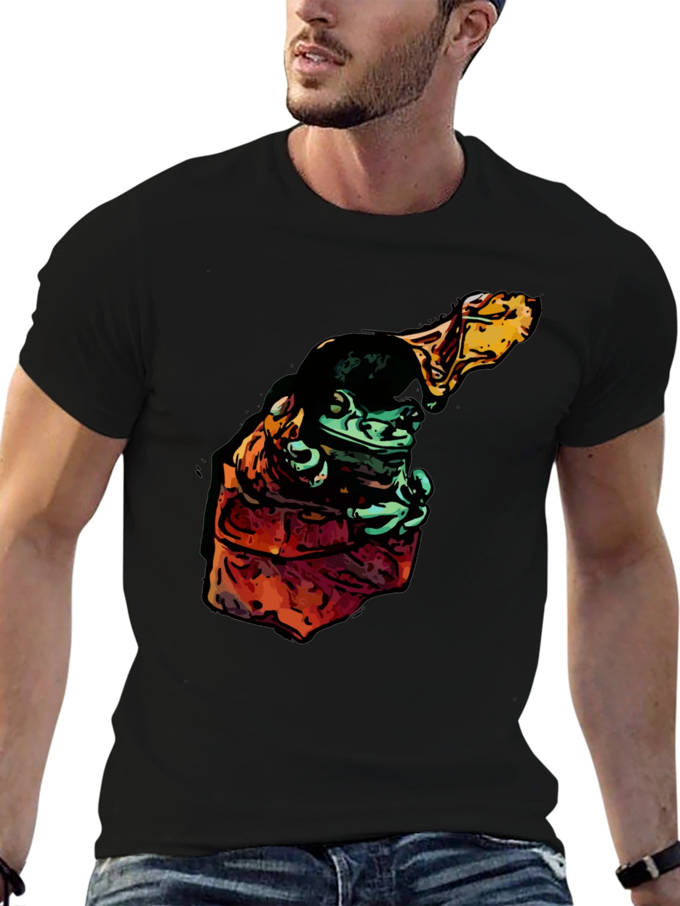 Frog in Hoodie Graphic Tee - Cool Cartoon Style - 6
