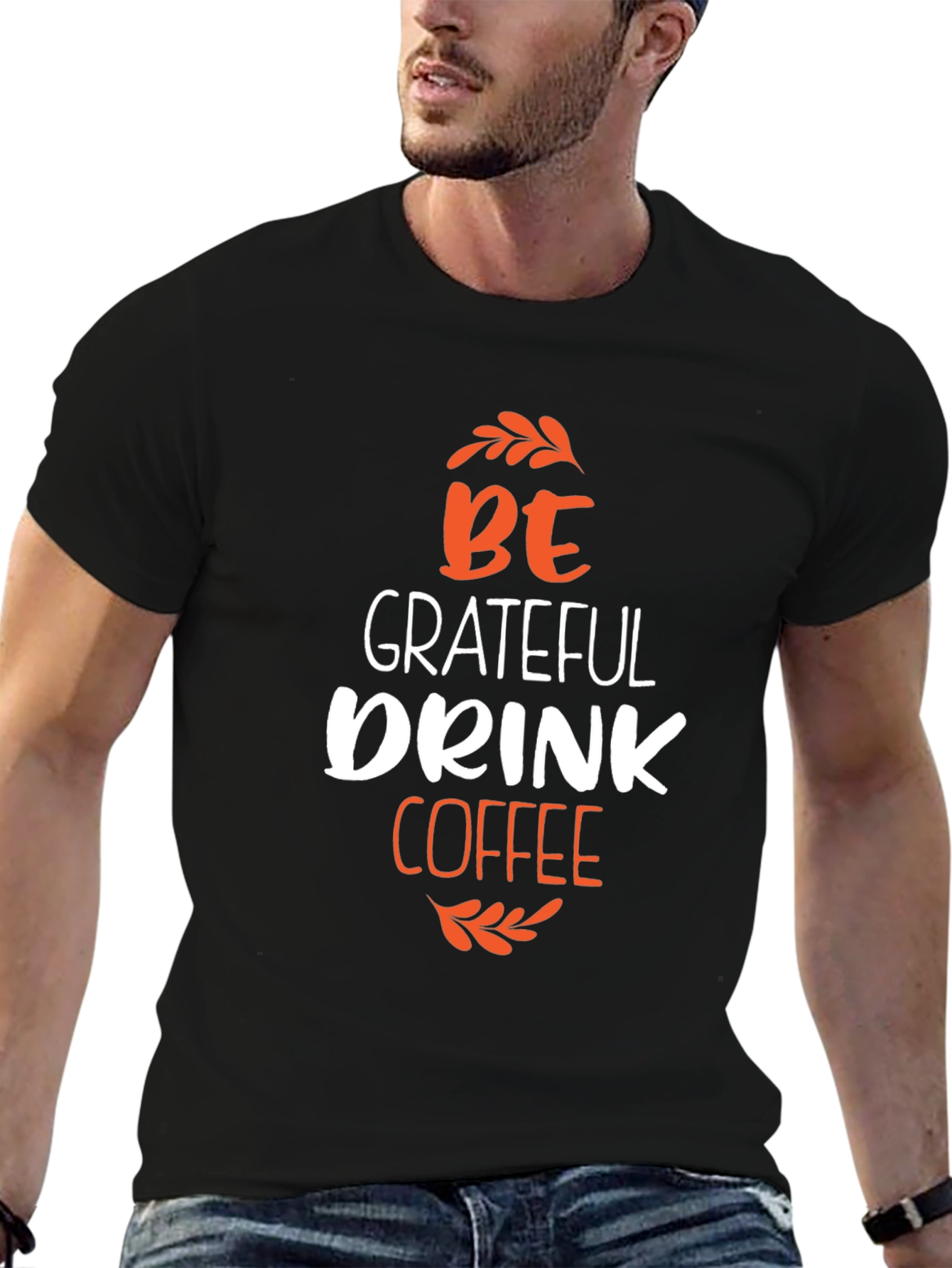 Black Be Grateful Drink Coffee Graphic Tee view 6