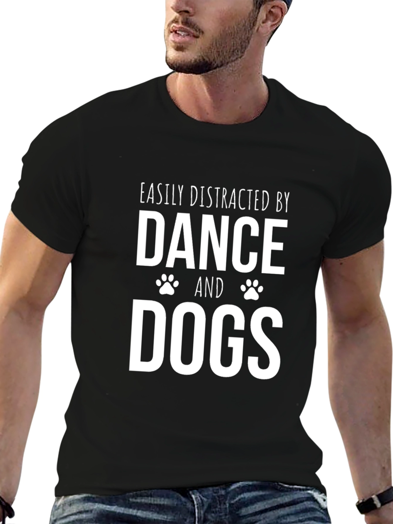 Black Dance & Dogs T-Shirt: Easily Distracted Graphic Tee view 6