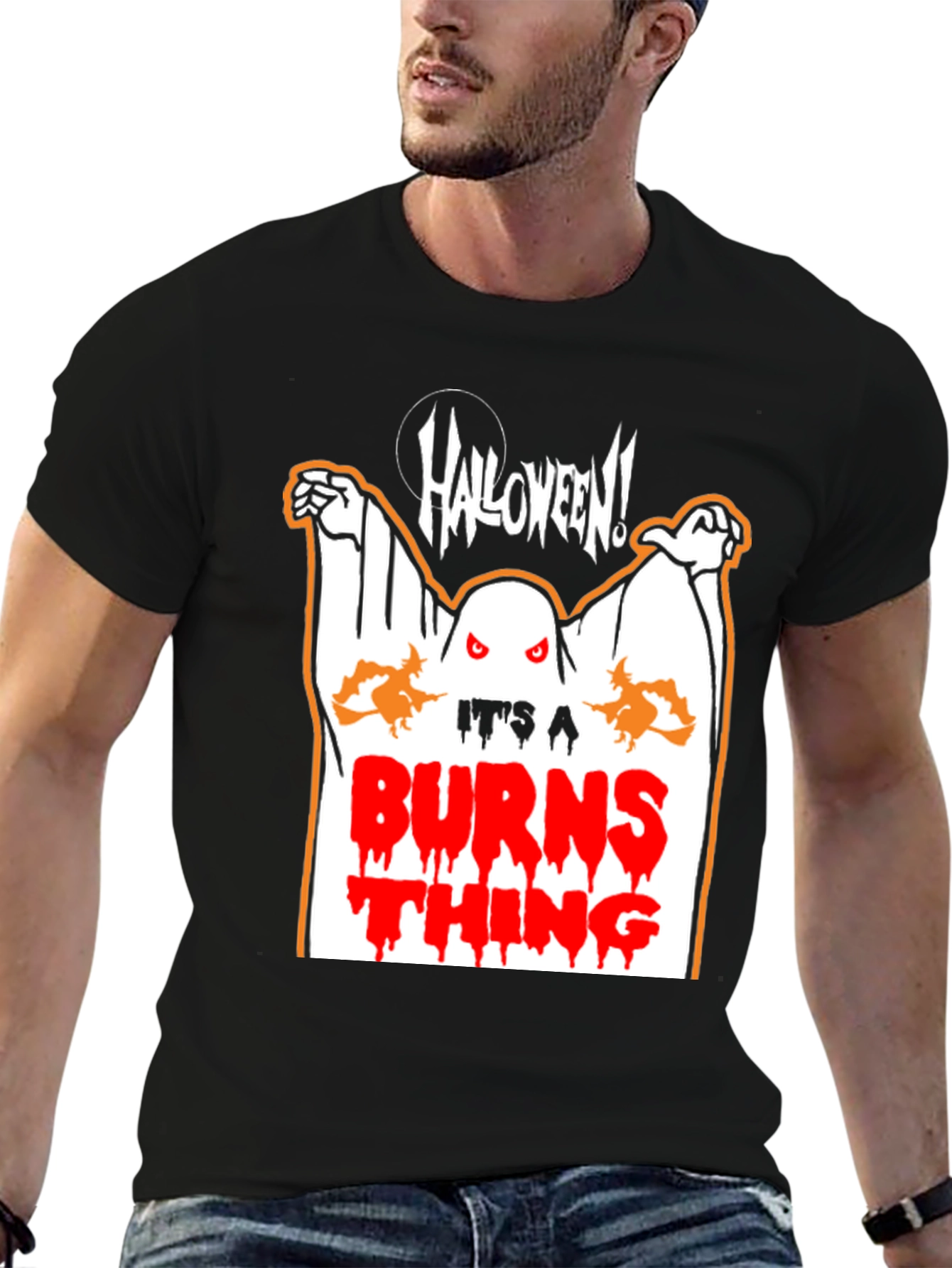 Black Halloween Ghost T-Shirt - It's a Burns Thing! view 6