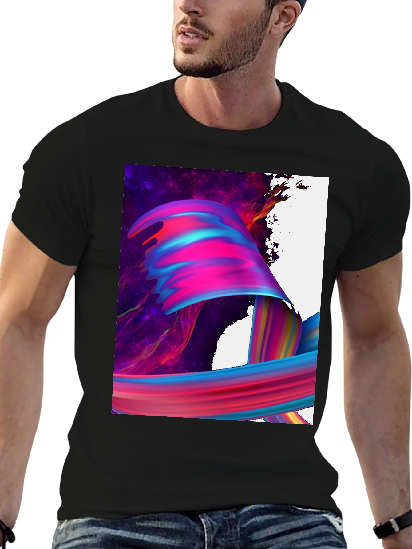 Black Abstract Art Black T-Shirt view 6