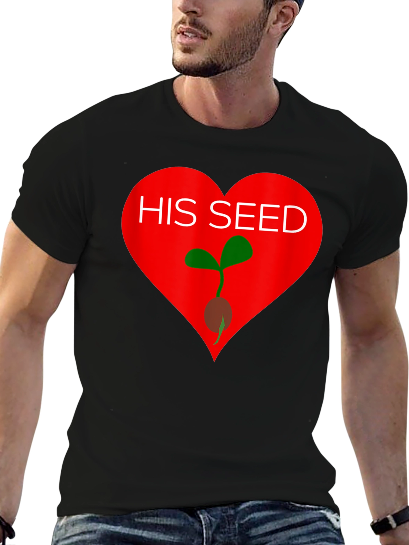 Black His Seed T-Shirt - Heart Design view 6