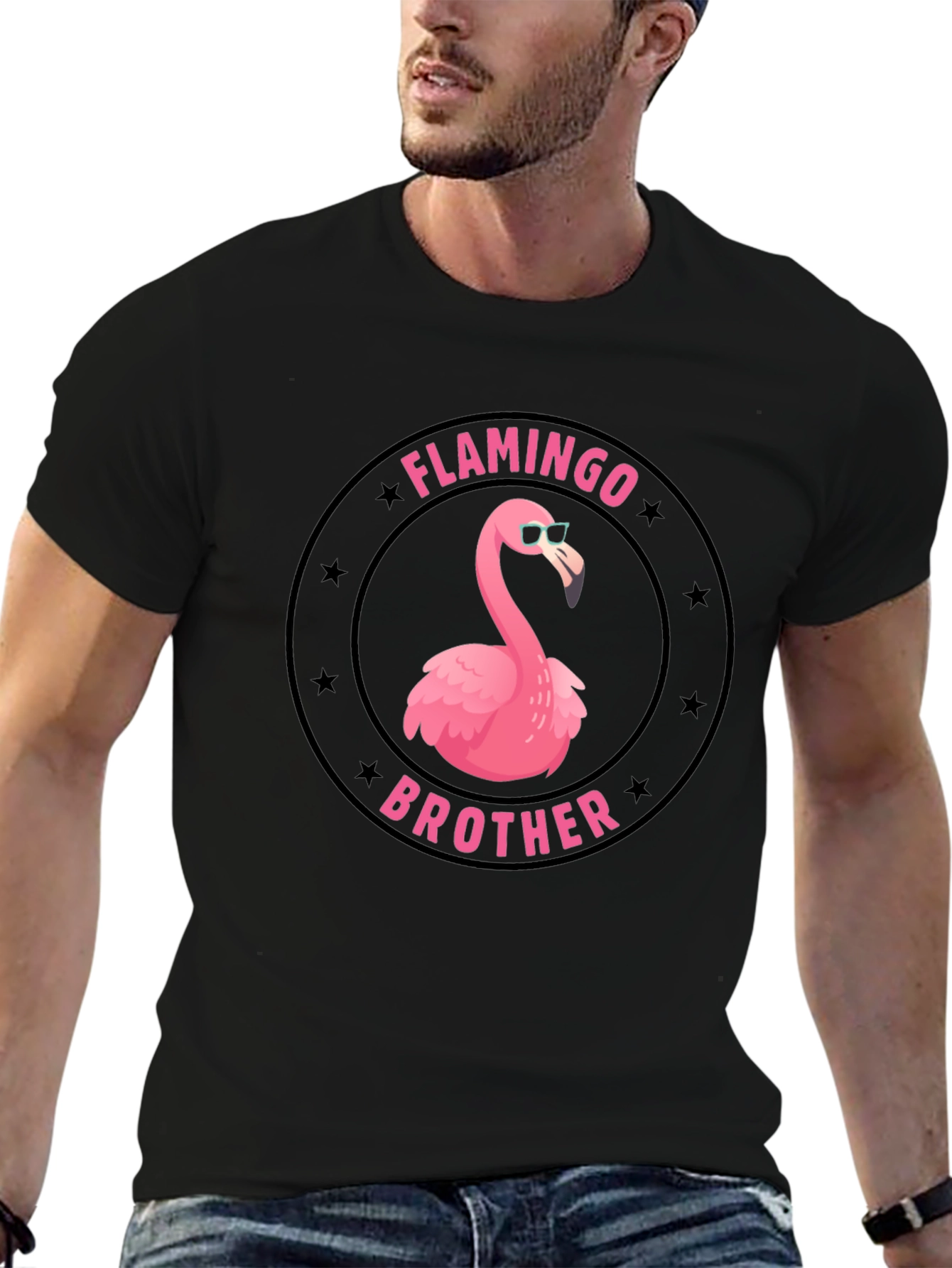 Black Flamingo Brother Graphic T-Shirt - Black view 6