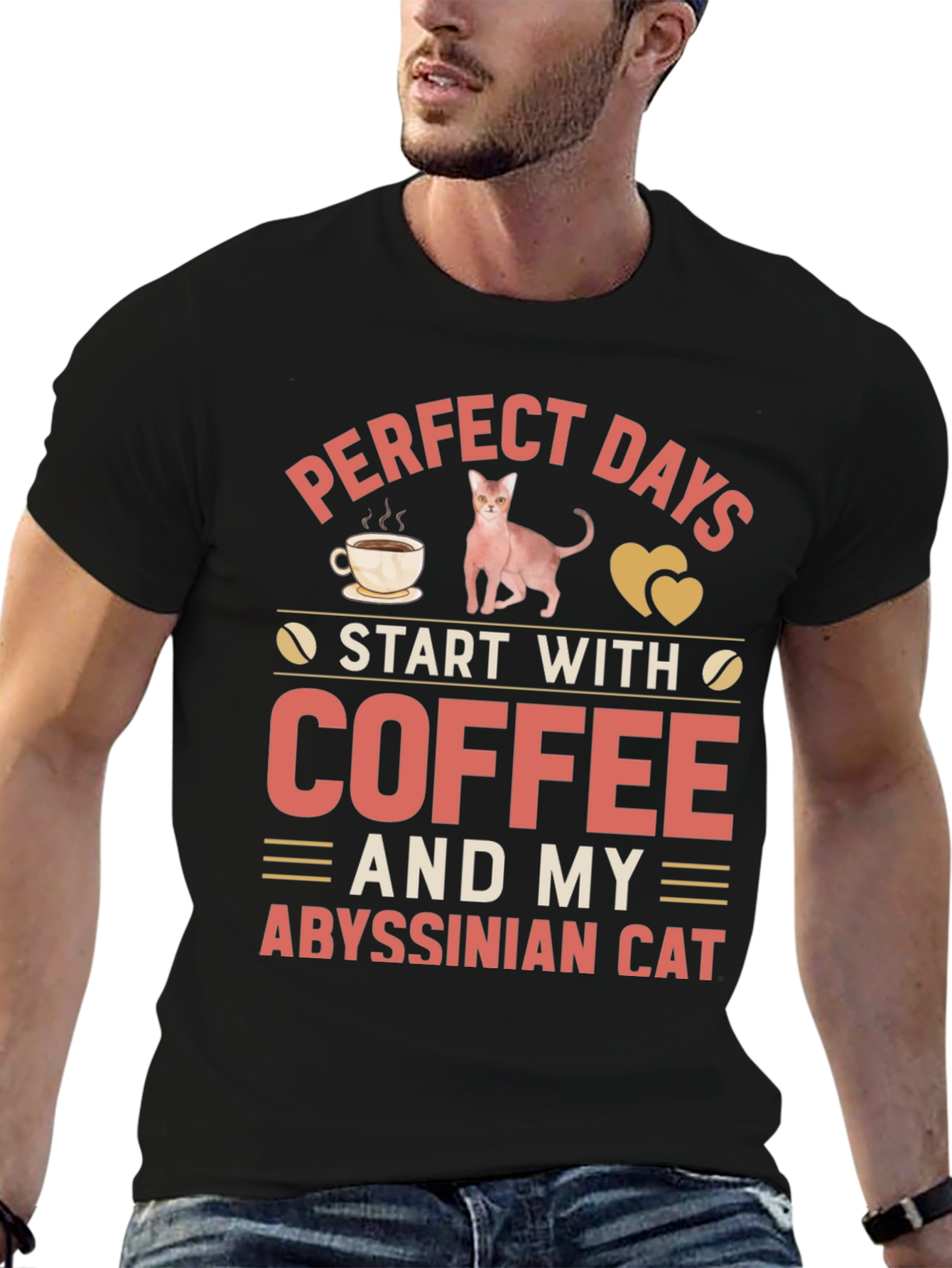 Black Perfect Days Cat & Coffee Tee view 6
