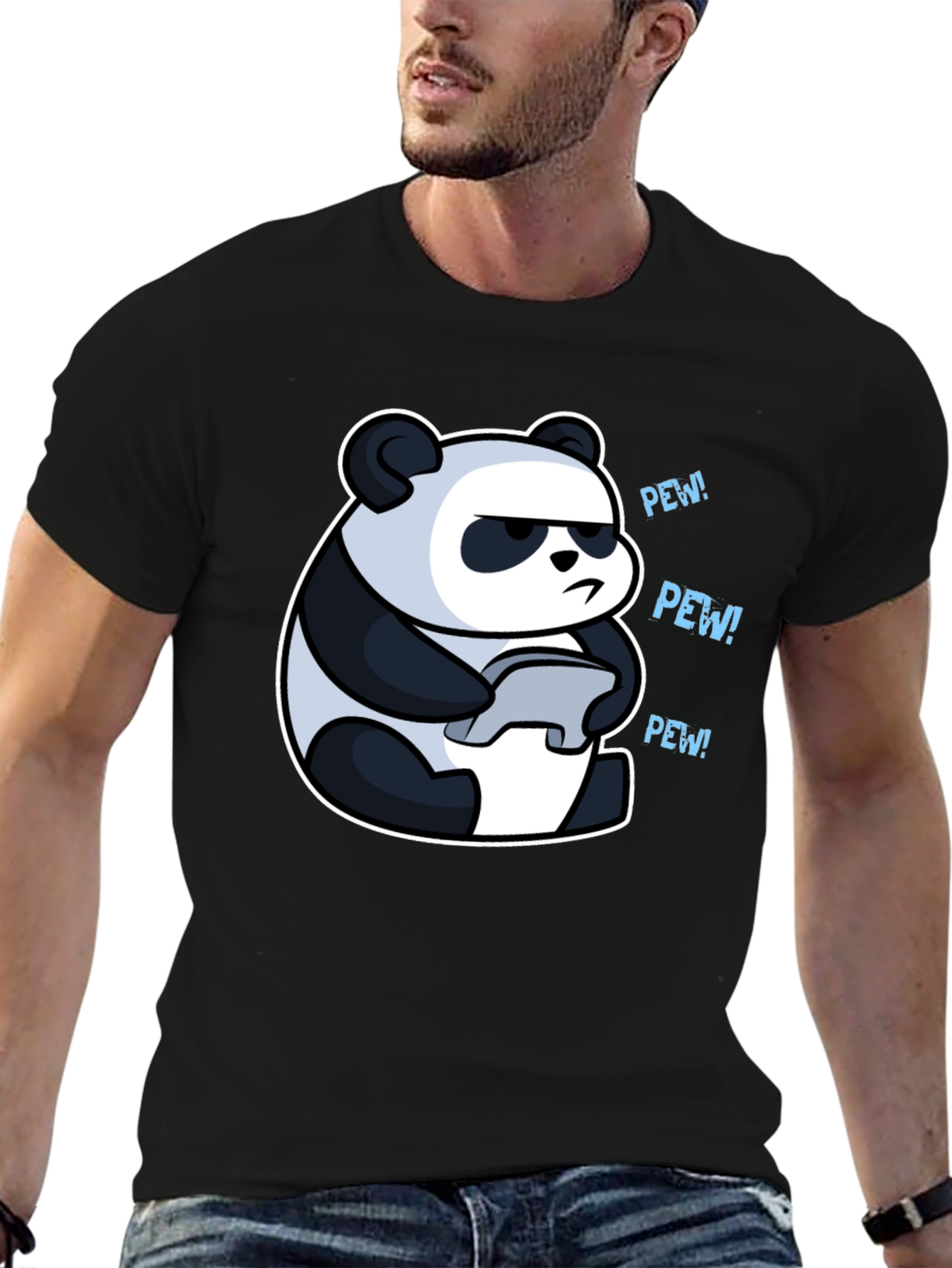 Panda Gamer Black T-Shirt - Pew Pew! - 6