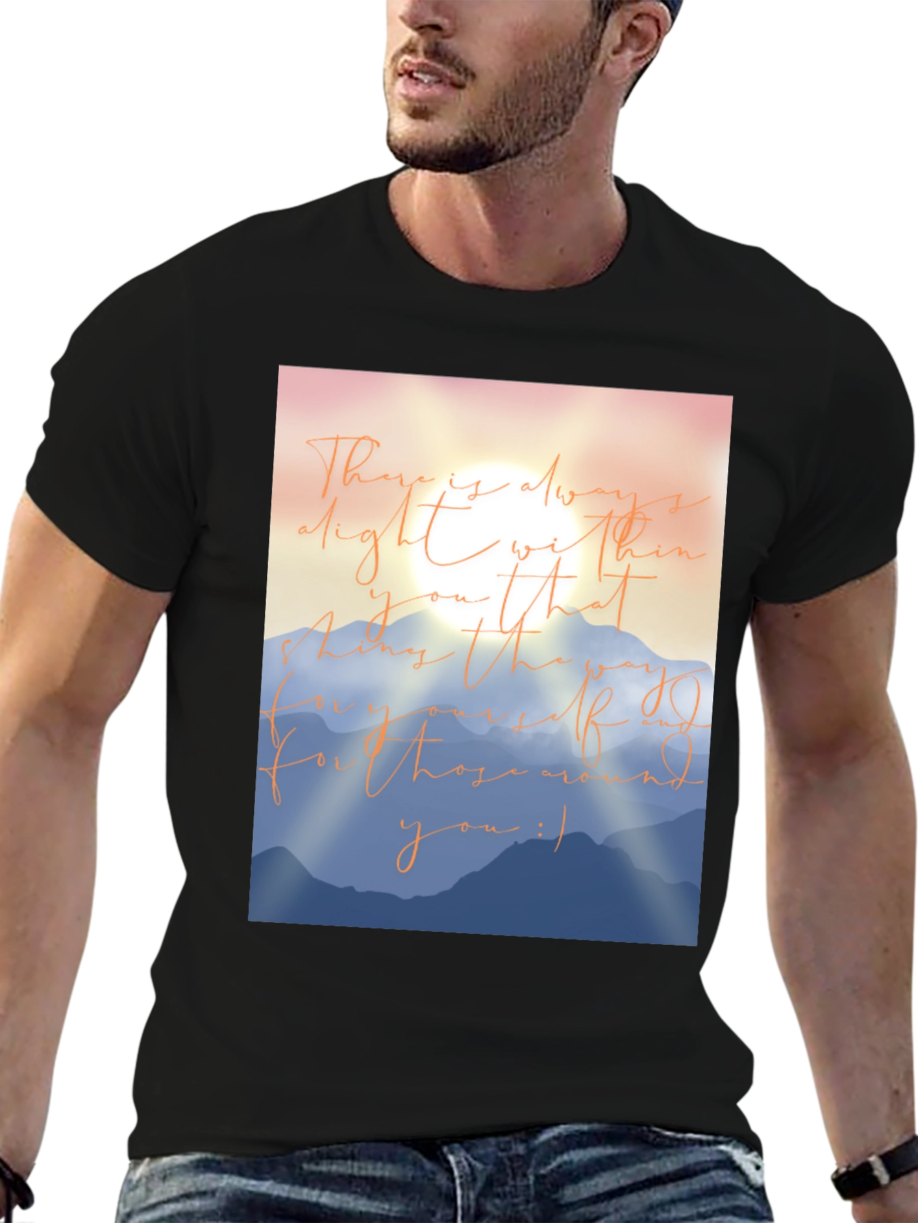 Black Inspirational Mountain Graphic T-Shirt view 6