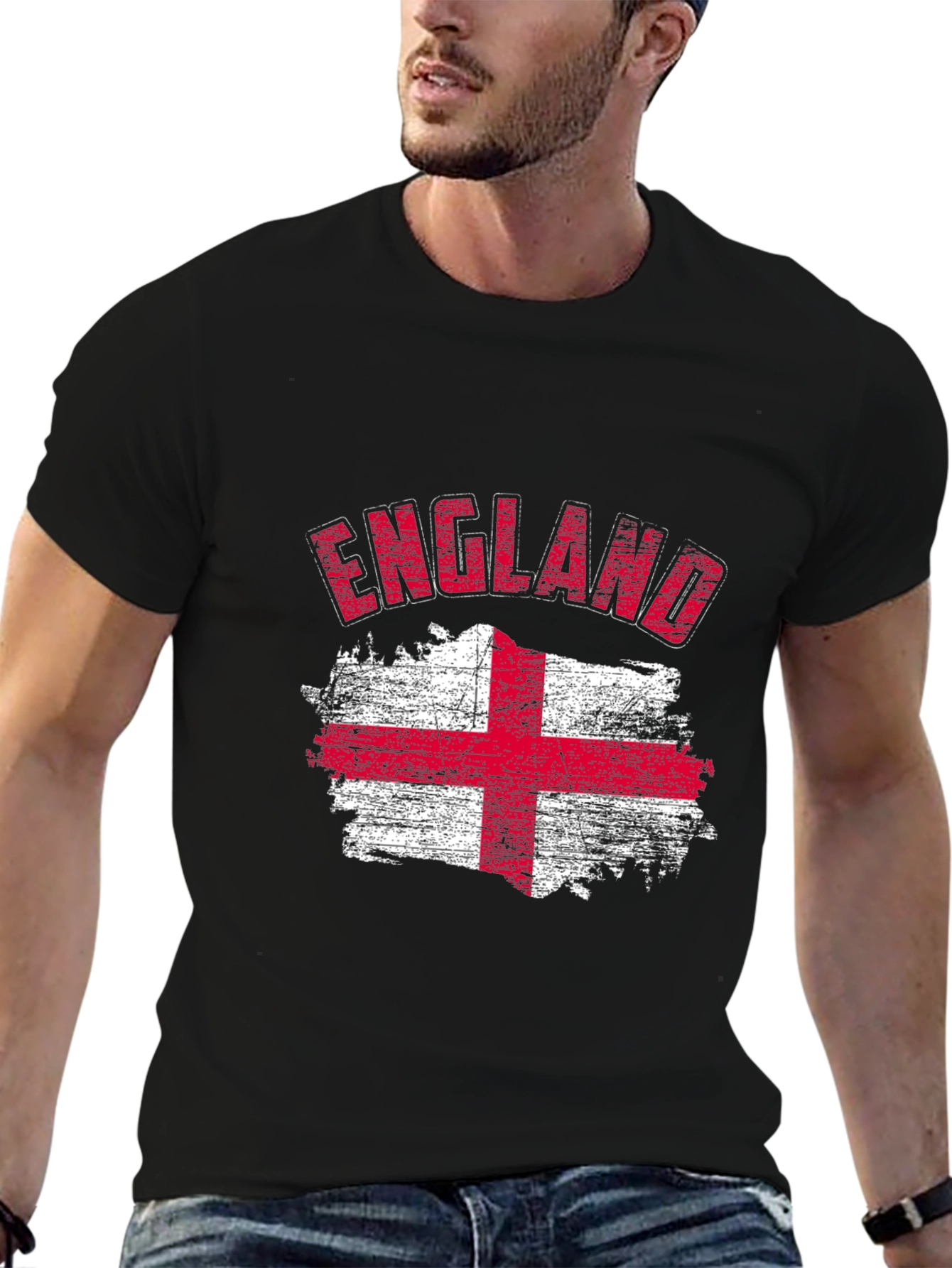 Black England Flag Graphic T-Shirt view 6