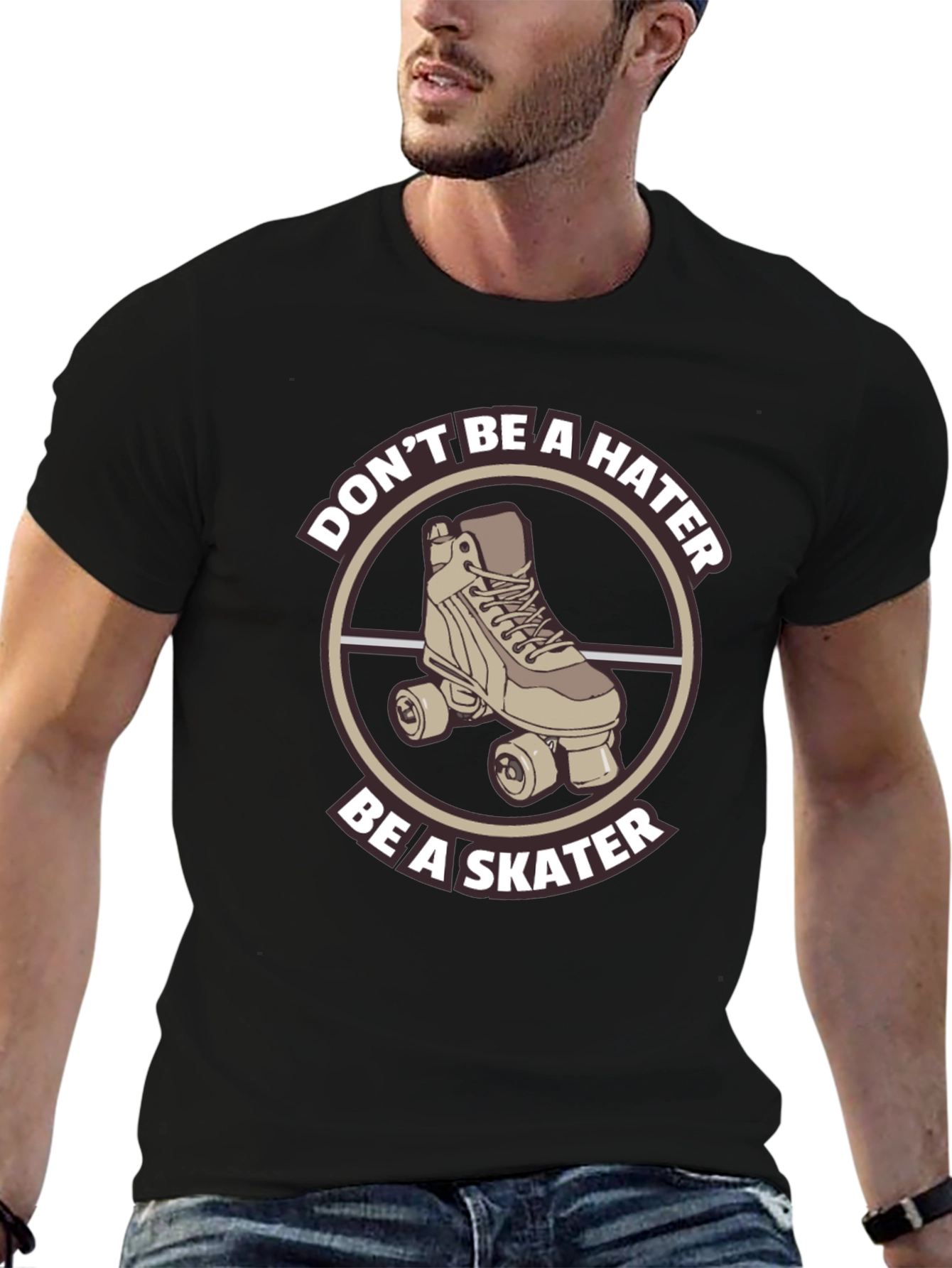 Black Skater T-Shirt - Don't Be A Hater view 6