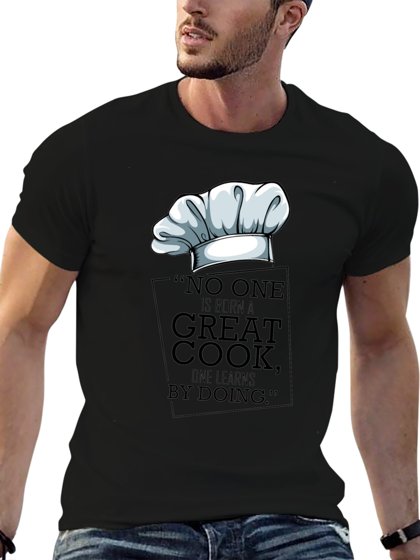 Black Chef's Hat T-Shirt - Great Cook Design view 6