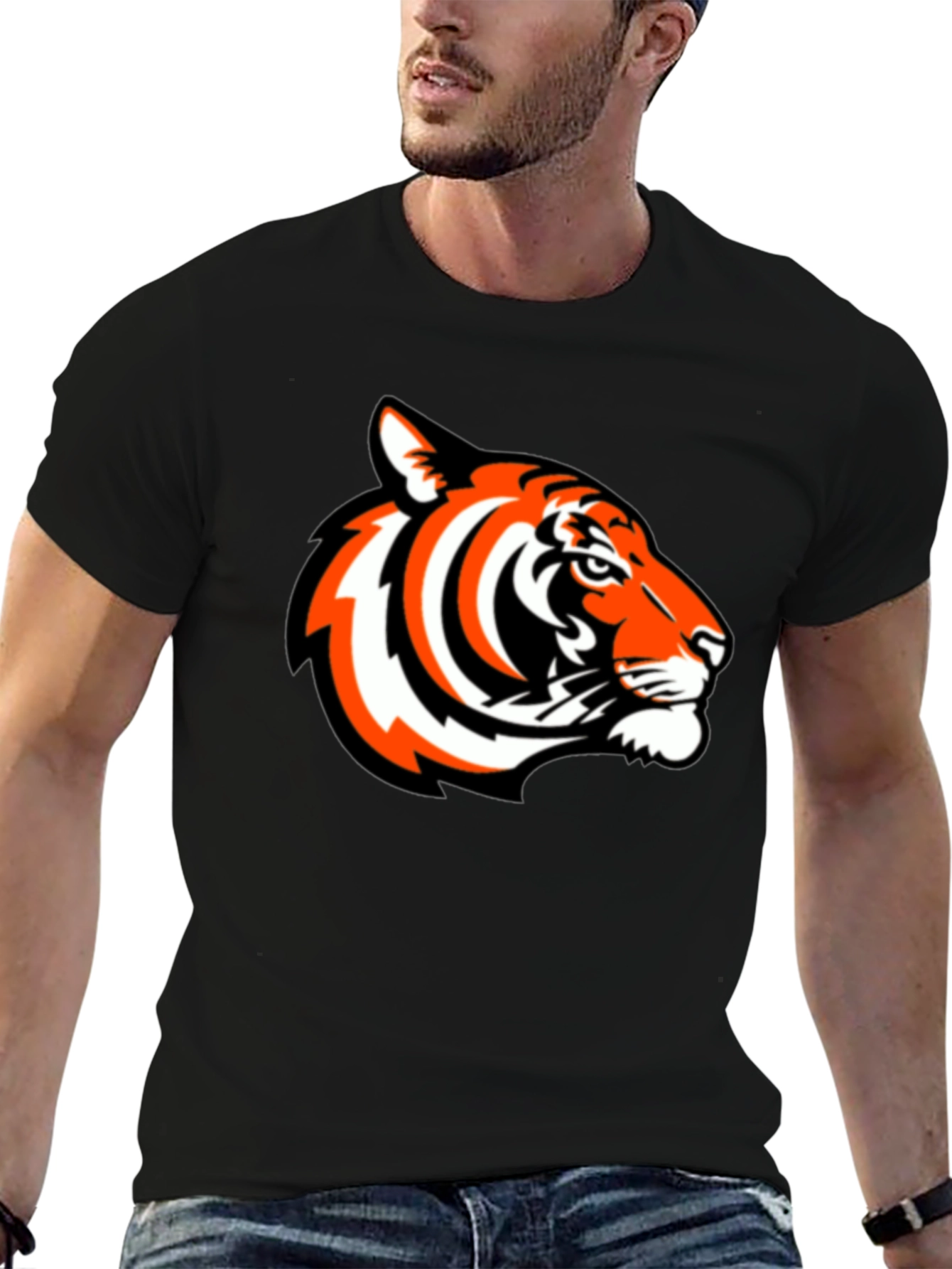 Black Bold Tiger Graphic Tee - Black Casual Comfort view 6