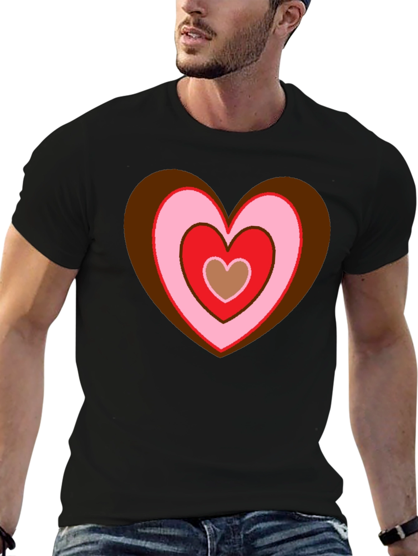 Black Retro Heart Graphic T-Shirt - Black view 6