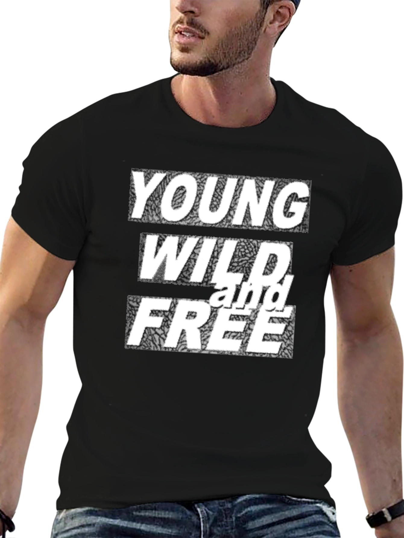 Black Young Wild & Free Graphic Tee - Bold Statement Shirt view 6