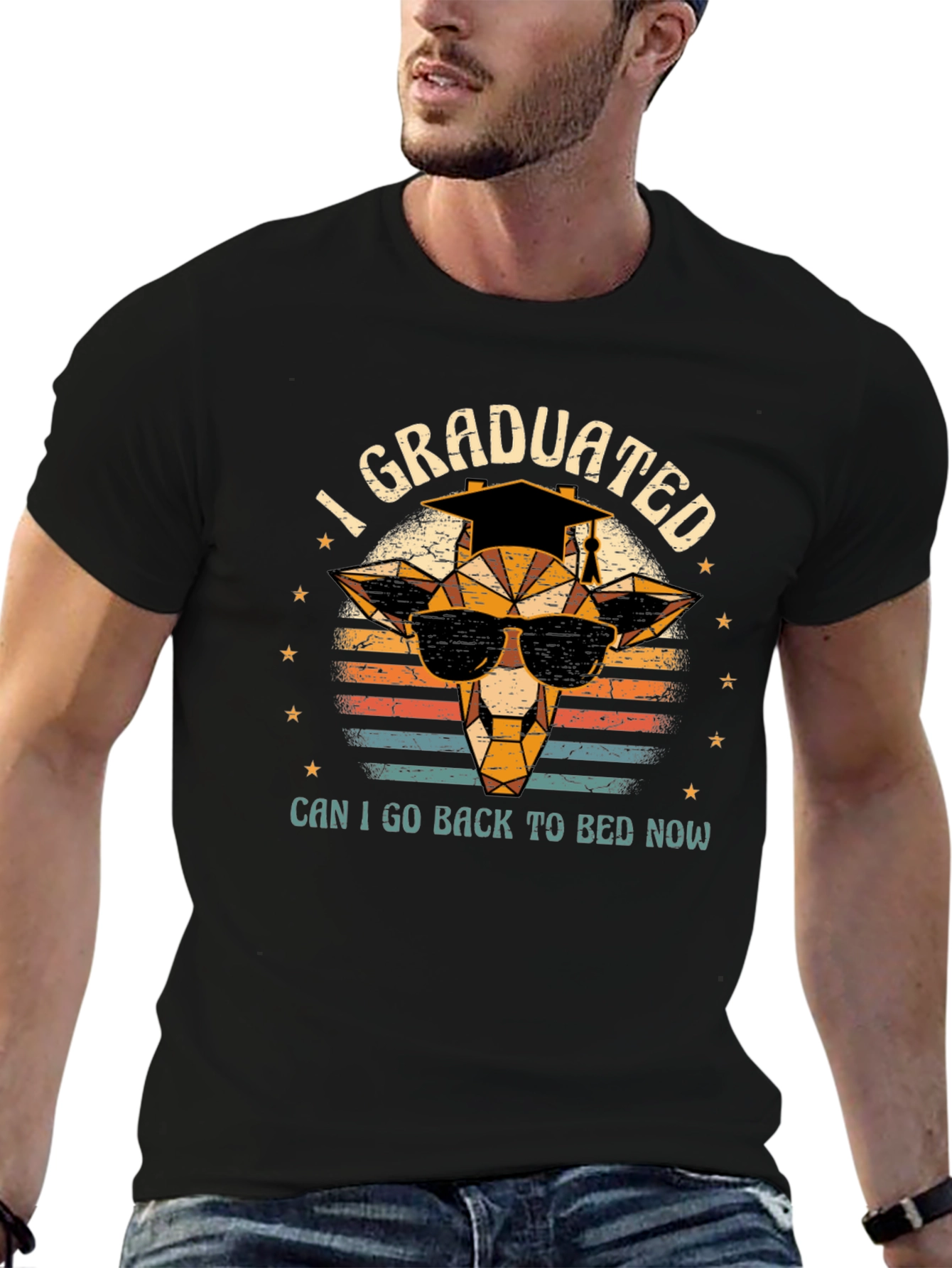 Black I Graduated Giraffe T-Shirt view 6