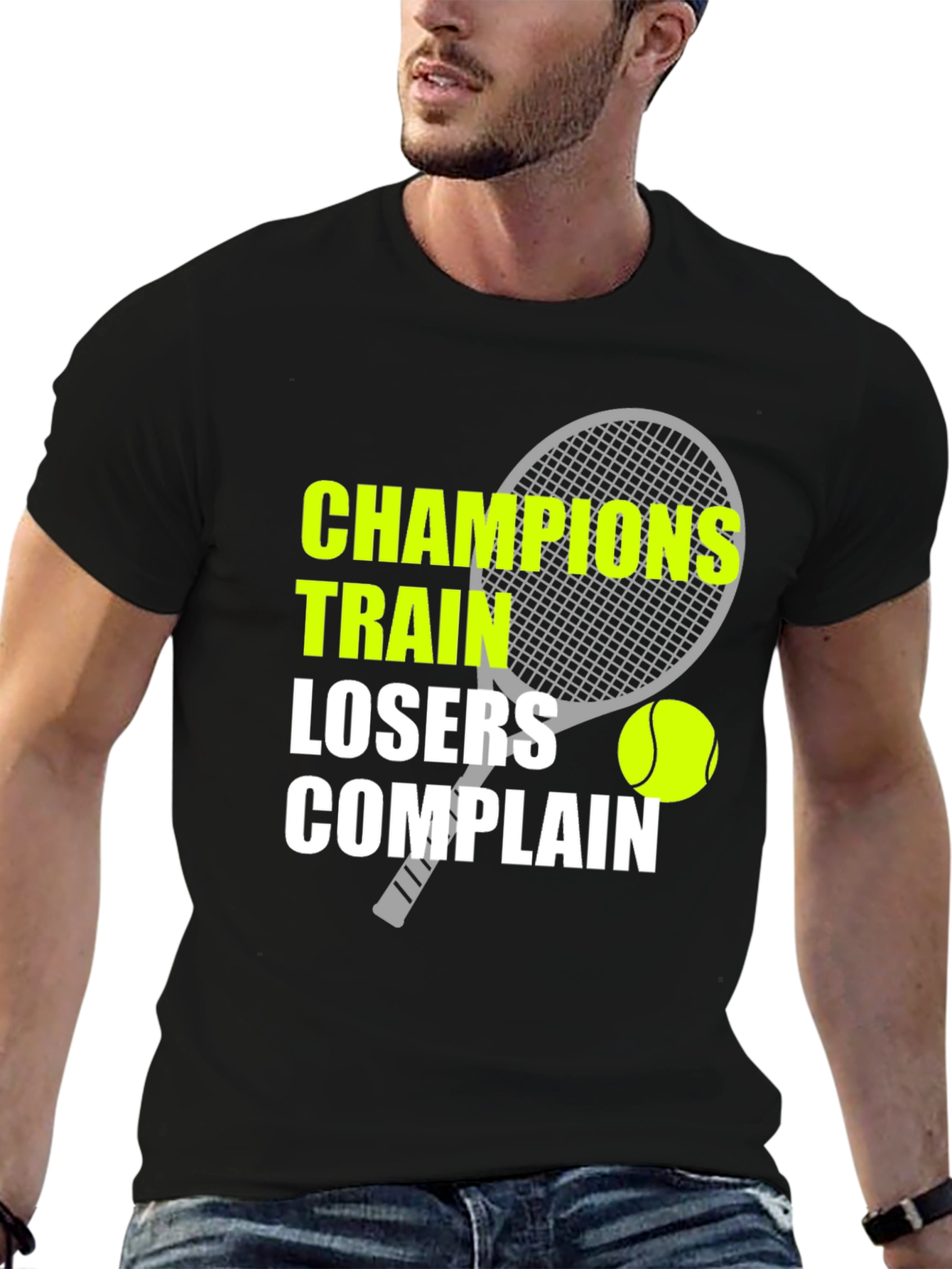 Black Champions Train T-Shirt Tennis Motivation view 6