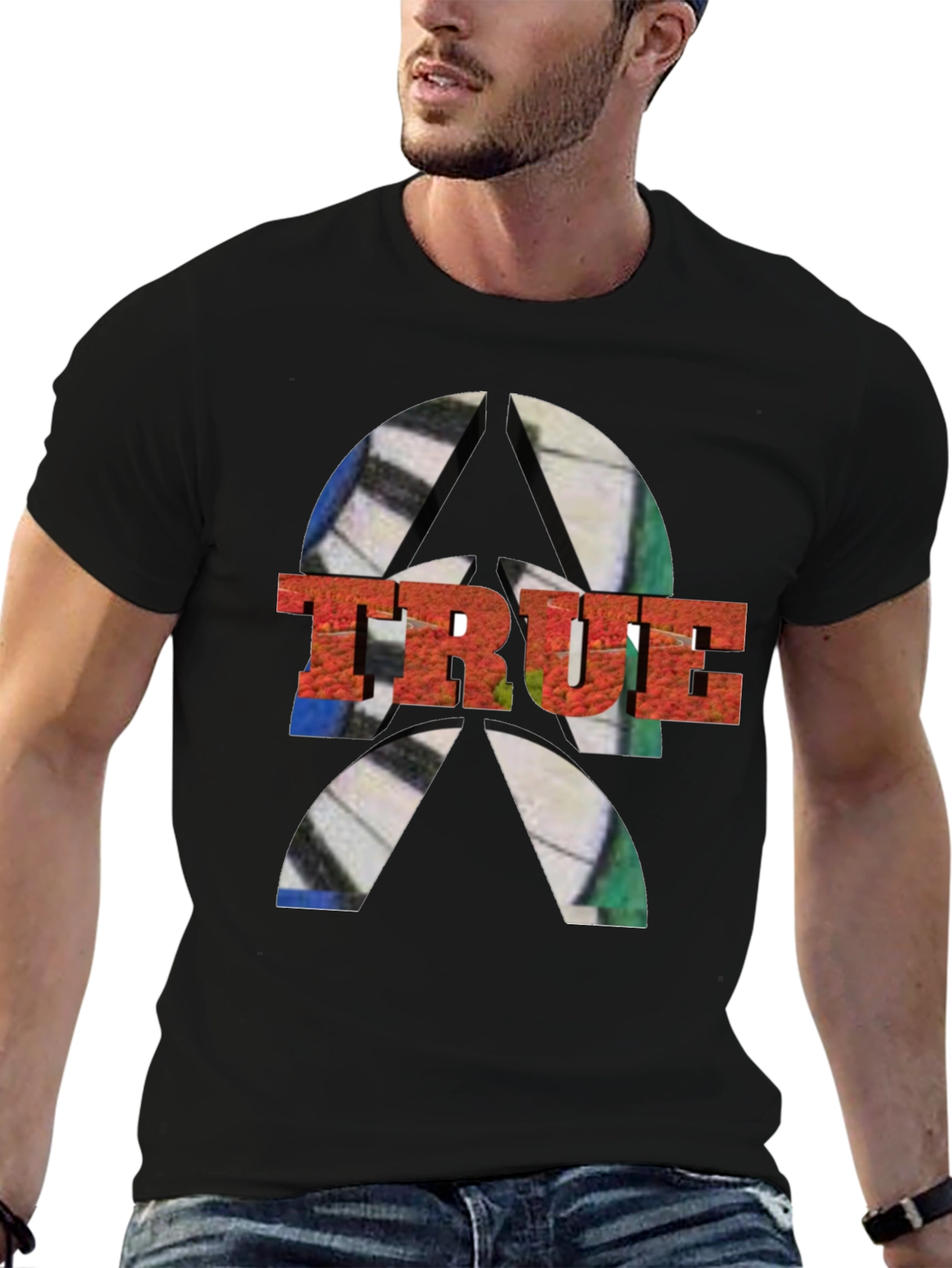 Black Men's TRUE Graphic Tee - Abstract Design view 6