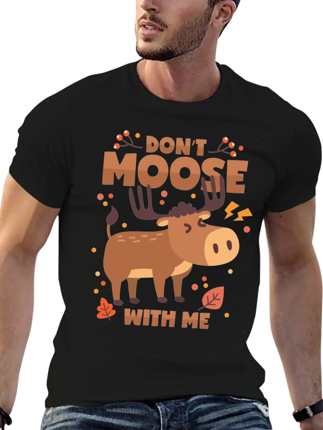 Black Don't Moose With Me Funny Graphic T-Shirt view 6