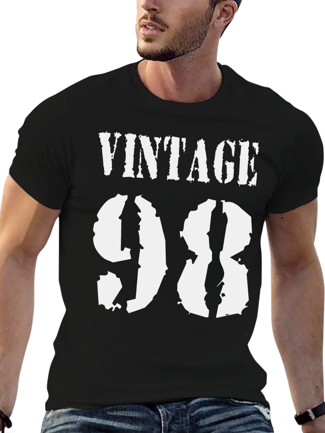 Black Vintage 98 Graphic Tee - Classic Birthday T-Shirt view 6