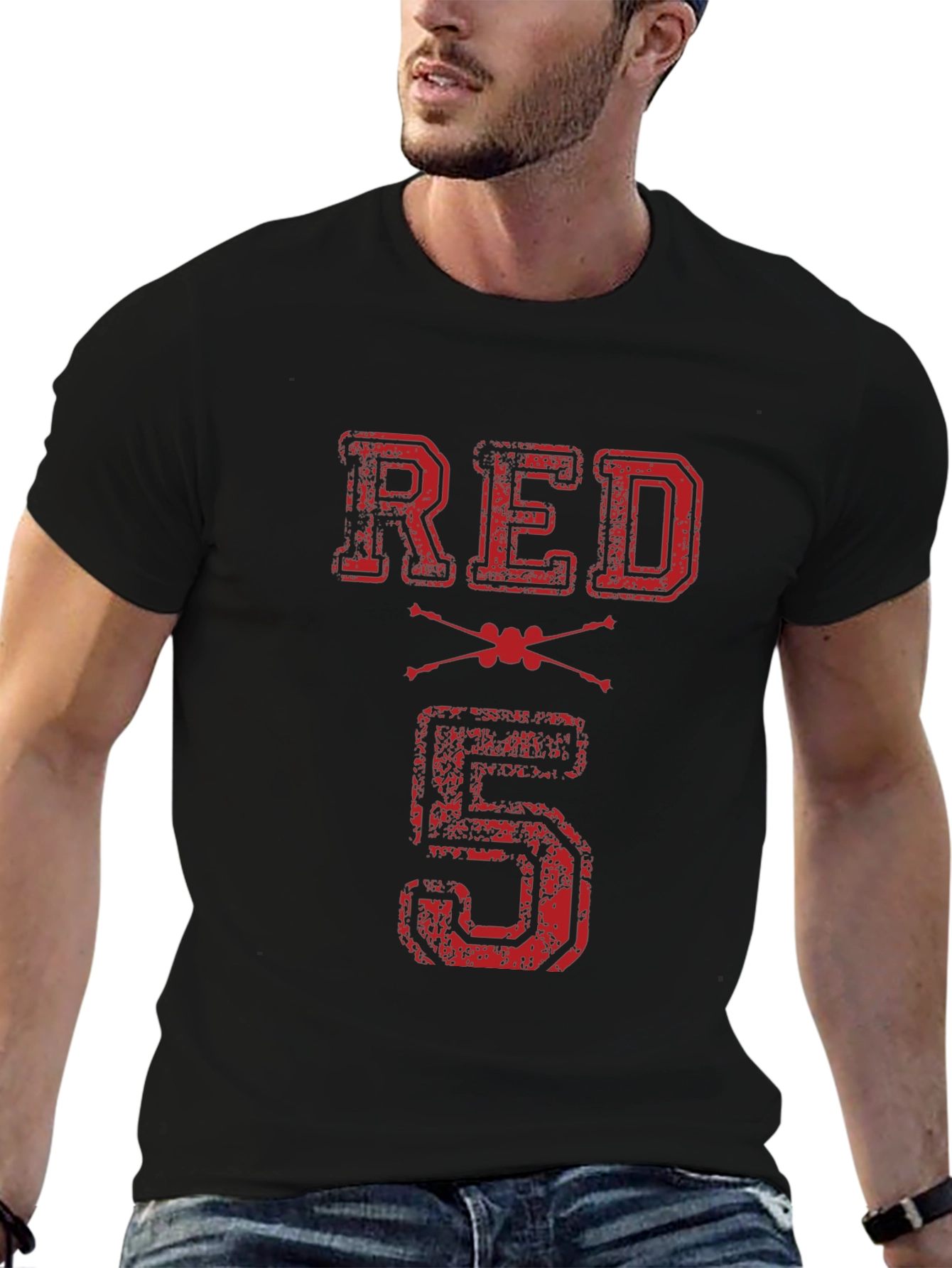Black Red 5 Graphic T-Shirt - Black Cotton Tee view 6