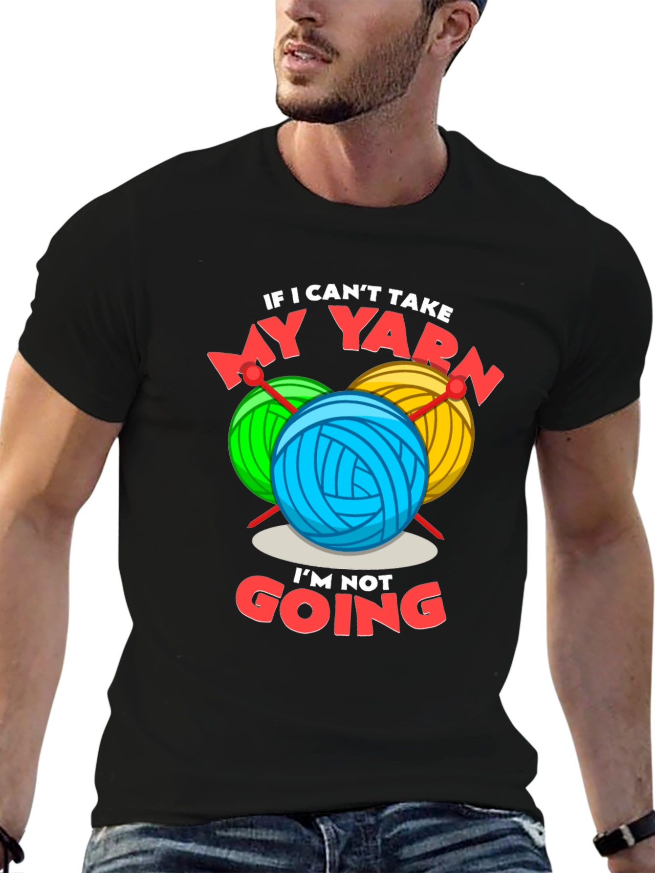 Black Funny Yarn Lover T-Shirt - Knitting & Crochet Gift Tee view 6
