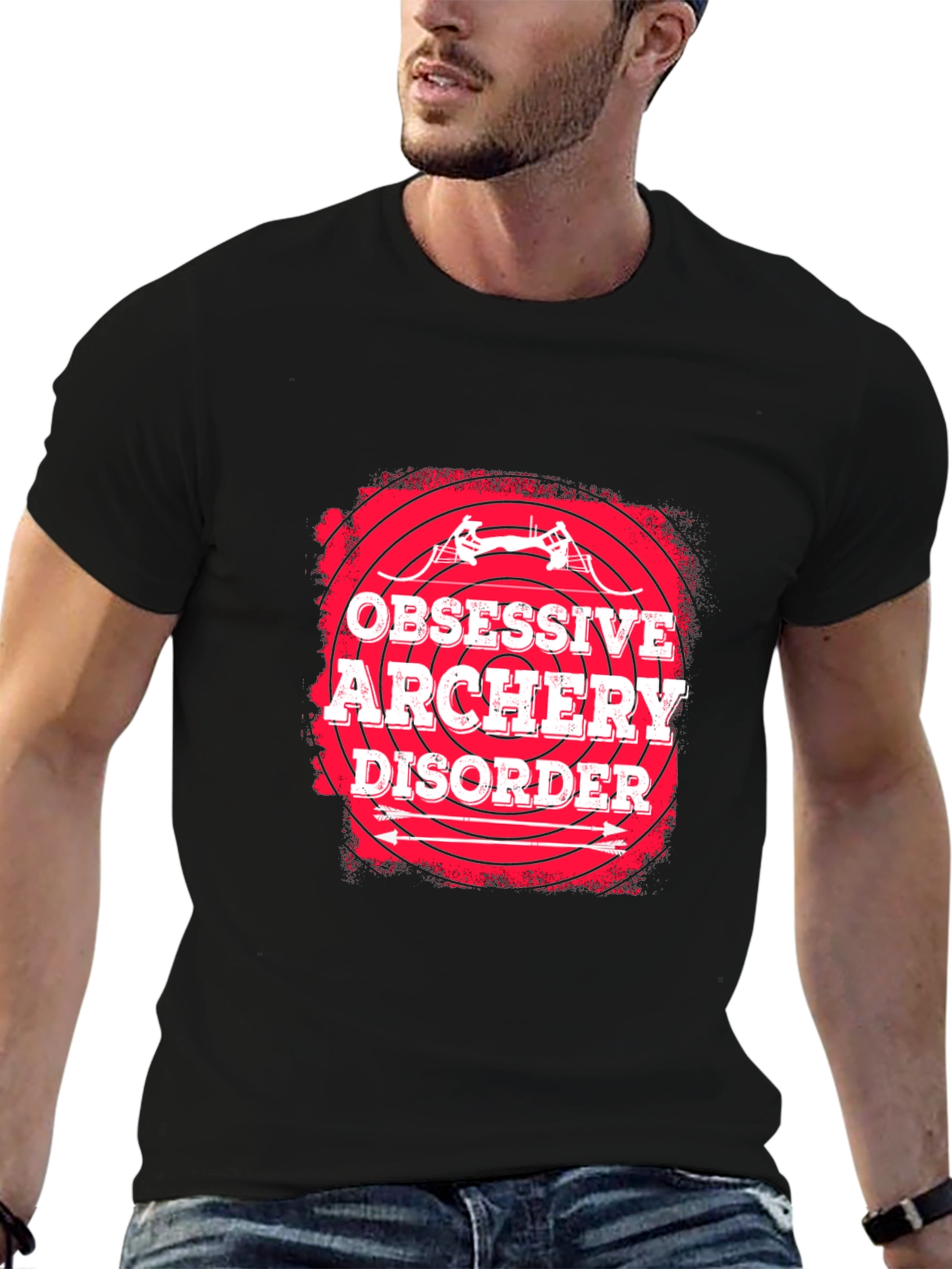Black Obsessive Archery Disorder Black T-Shirt view 6