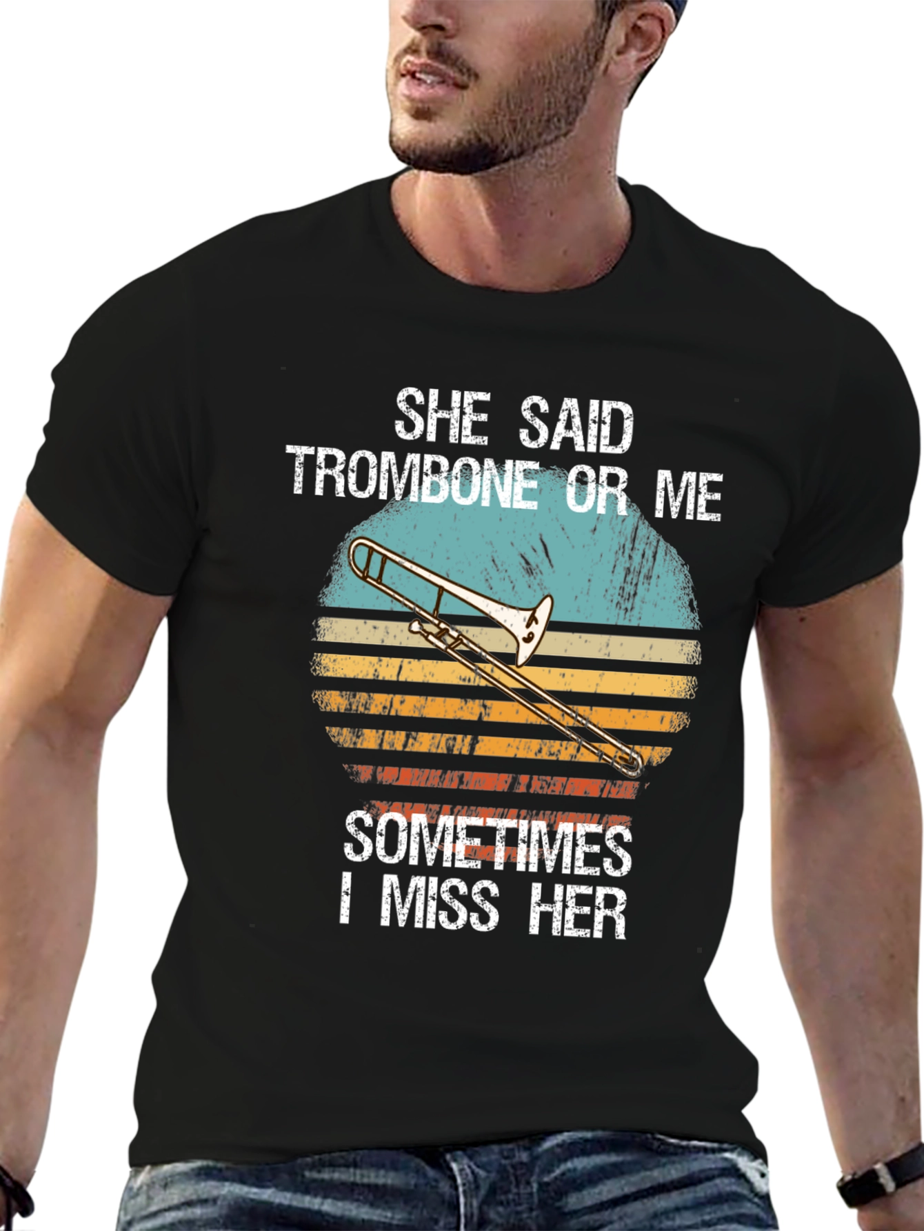 Black Trombone or Me Graphic T-Shirt view 6